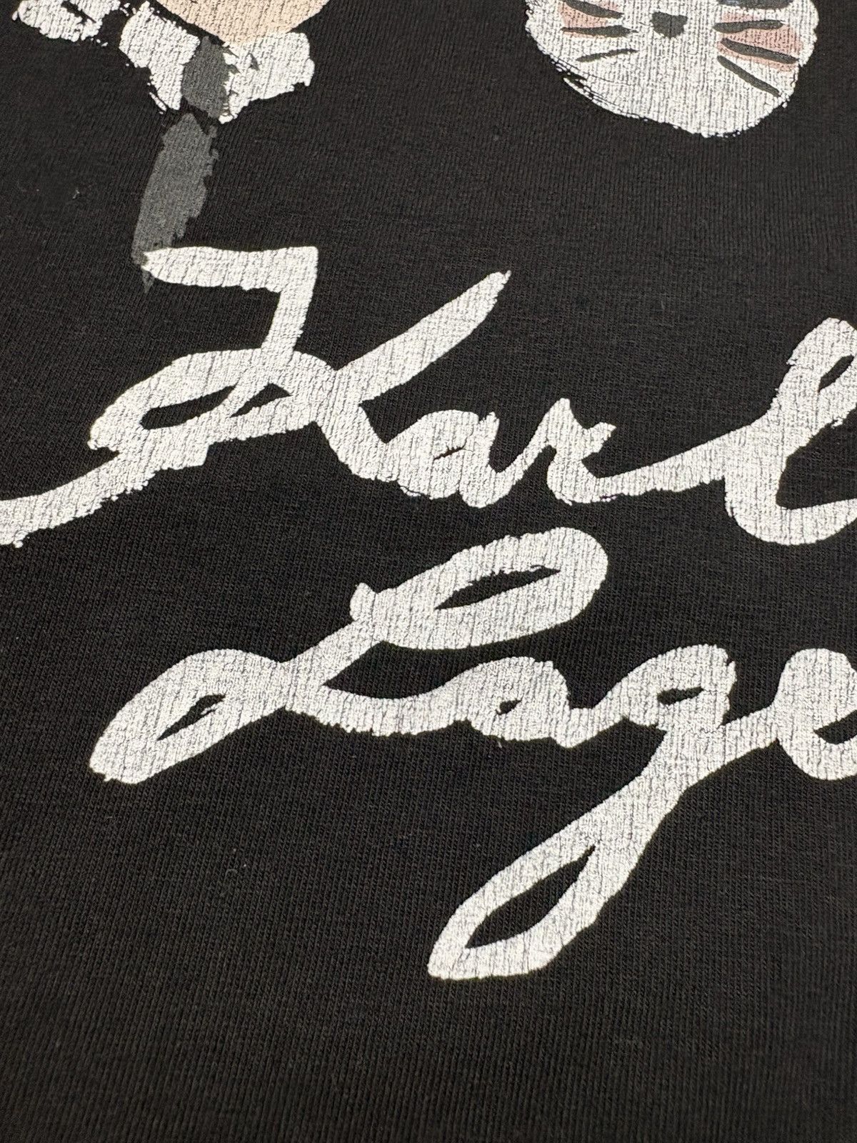 Karl Lagerfeld Karl Lagerfeld Graphic Cat Tee Black Made in Portugal Y2K Size S / US 4 / IT 40 - 7 Thumbnail
