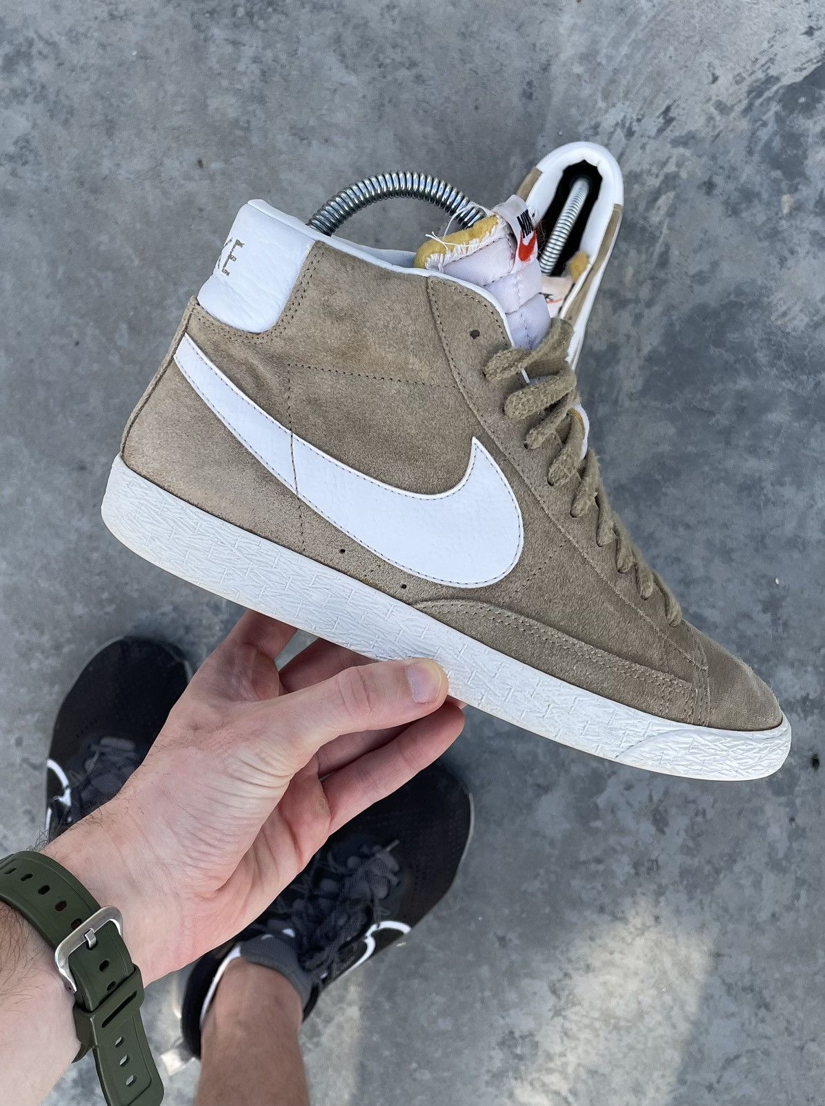 Japanese Brand VINTAGE NIKE BLAZER Y2k KHAKI MILLITARY SK8 HYPE SNEAKERS Size US 8 / EU 41 - 2 Thumbnail