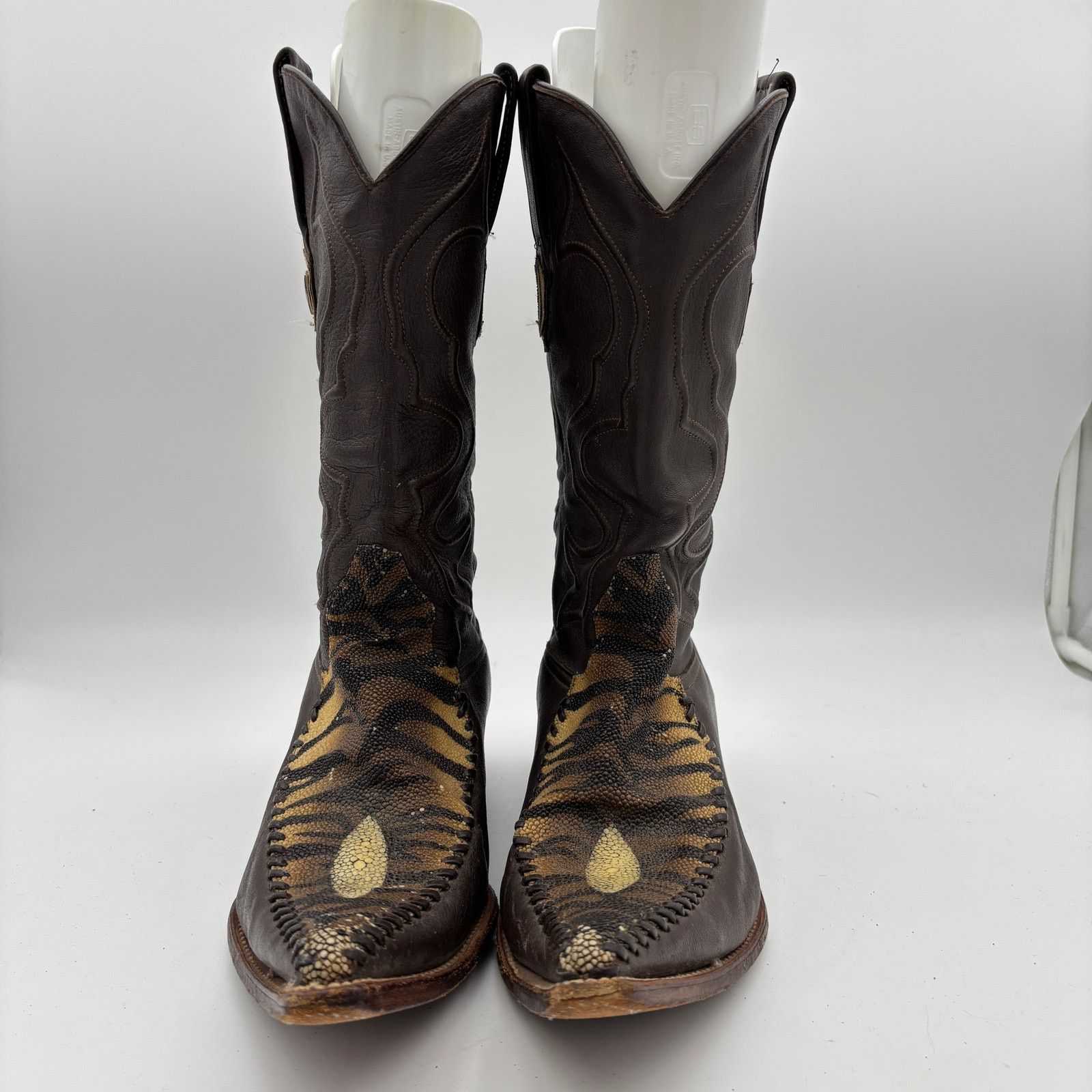 Vintage Wild West Genuine Stingray Single Stone Leather Boots 10.5EE Size US 10.5 / EU 43-44 - 2 Thumbnail