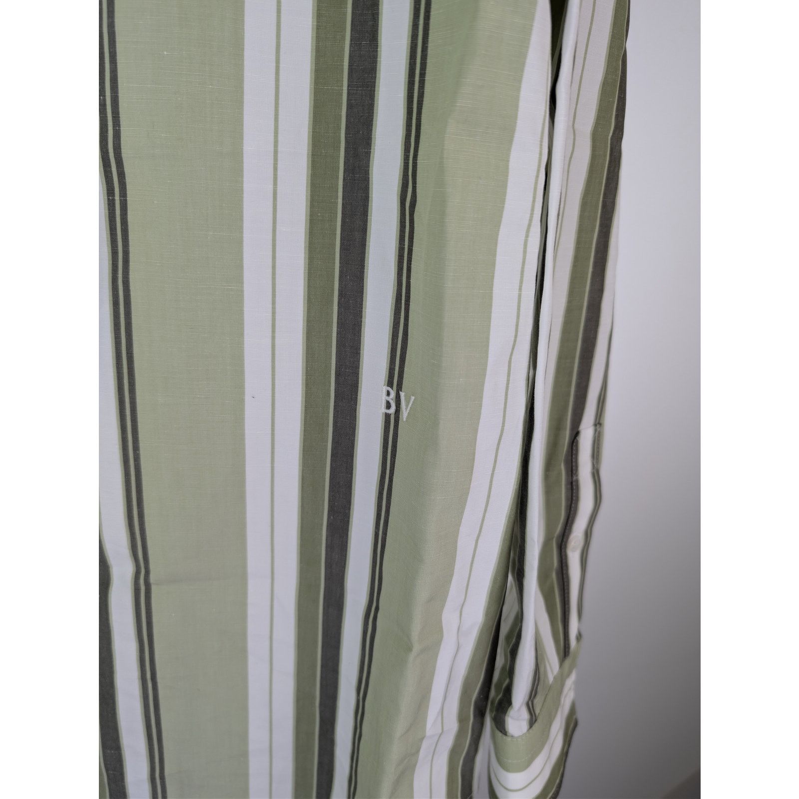 Bottega Veneta o1rshd1 Chunky Cotton Stripe Shirt Green/Olive Multi-Stripe Size US M / EU 48-50 / 2 - 7 Thumbnail