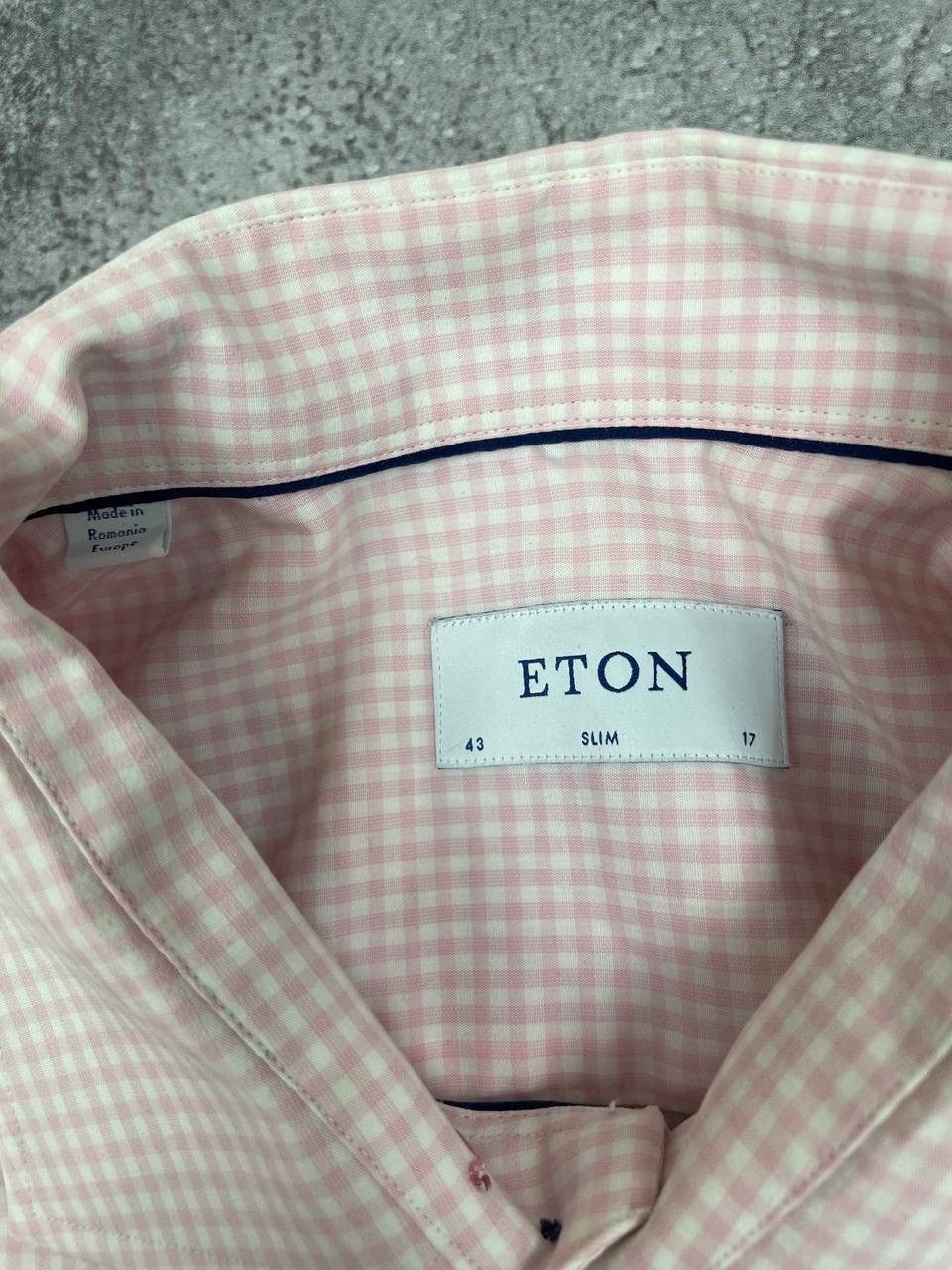 Eton Eton Men Cotton Dress Shirt Slim Fit Check Long Sleeve Pink Size US XL / EU 56 / 4 - 3 Thumbnail