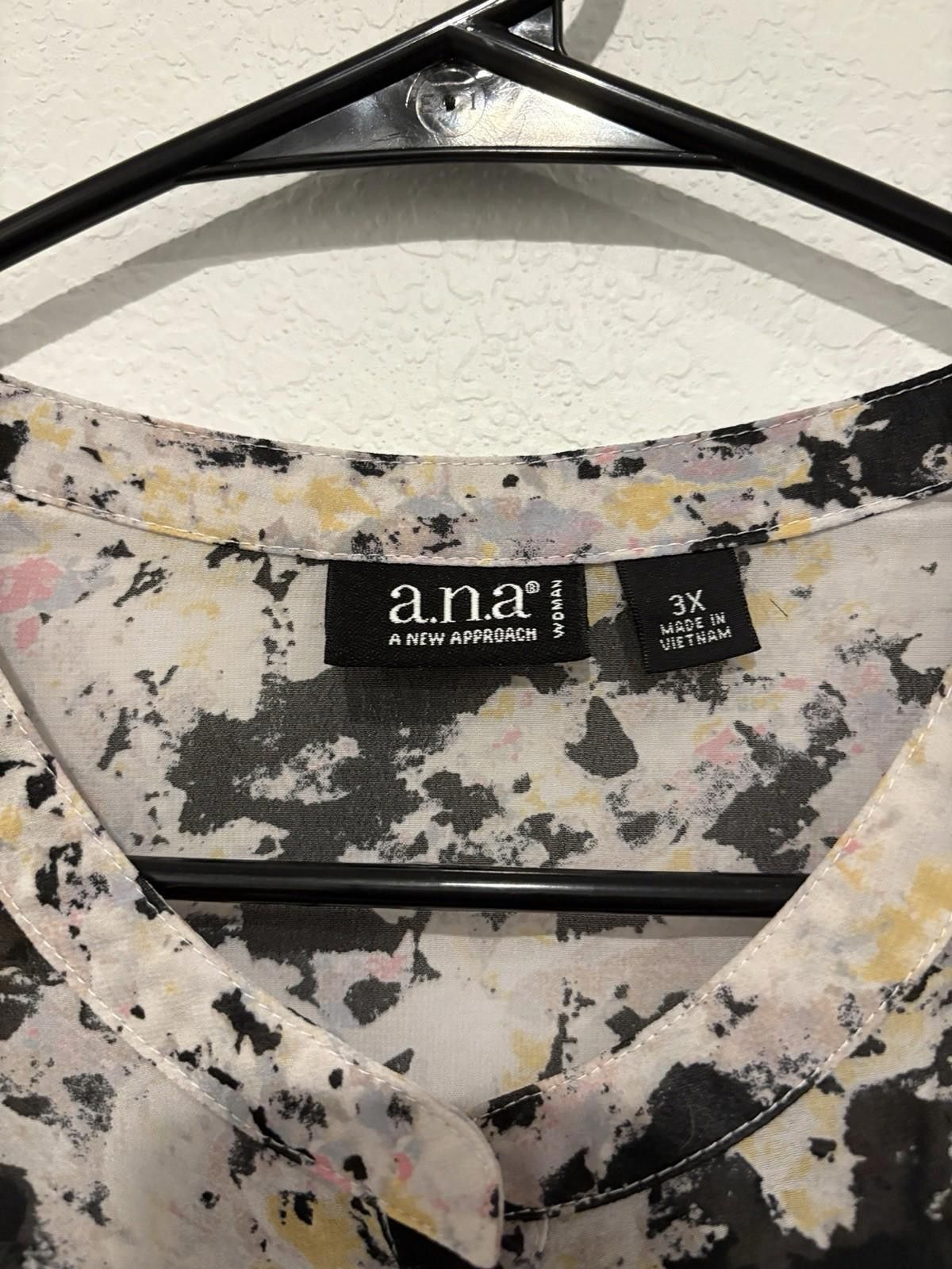 Analog A.N.A Women’s Black Grey Blouse Business Top Plus Size 3X Size 3XL / US 20-22 - 3 Thumbnail