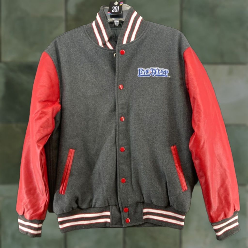 Champion Varsity Jacket Mens Small Gray Wool Blend Pac West