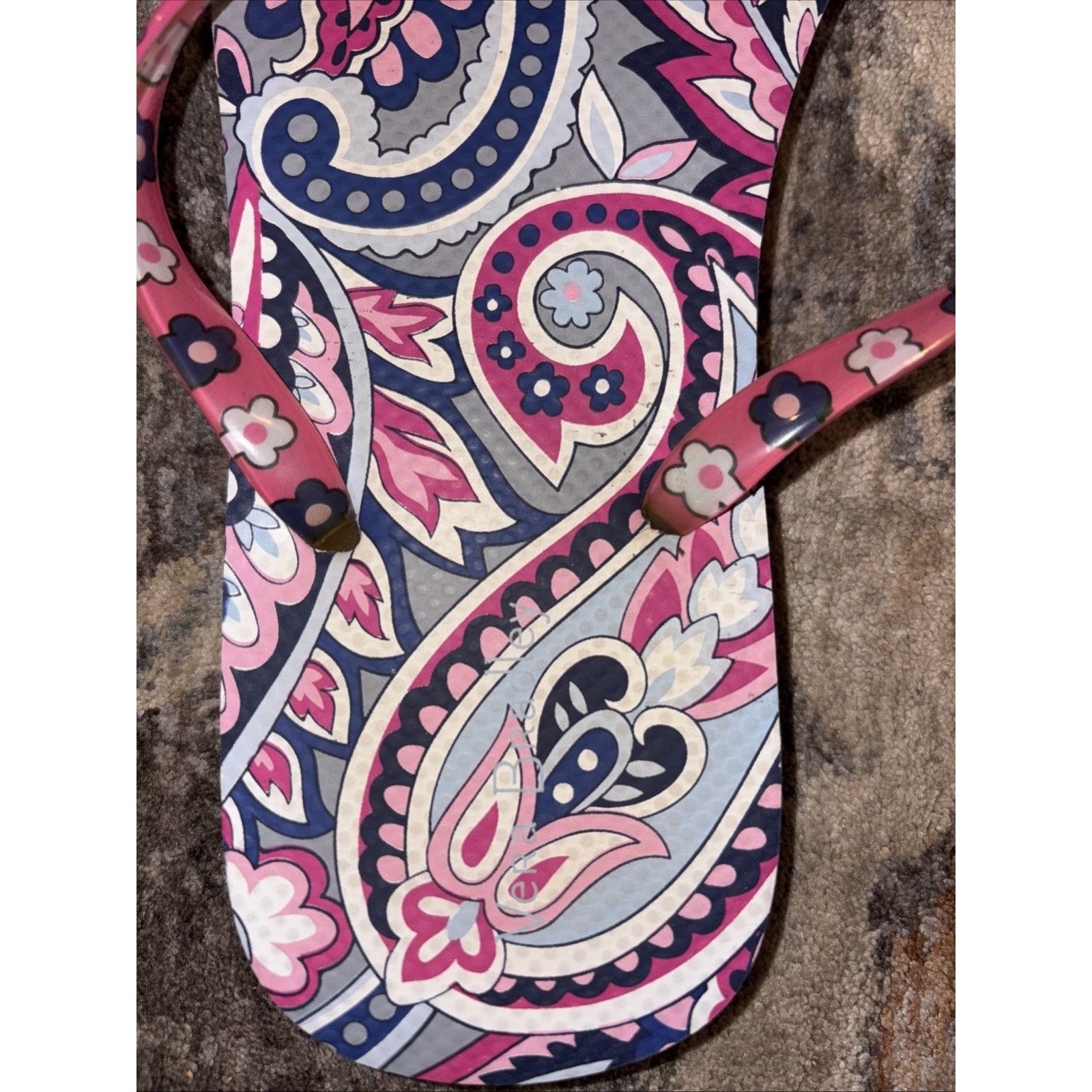 Vera Bradley Vera Bradley Paisley Flip Flops Pink/Navy Women’s Size 7-8 Size US 7 / IT 37 - 5 Thumbnail