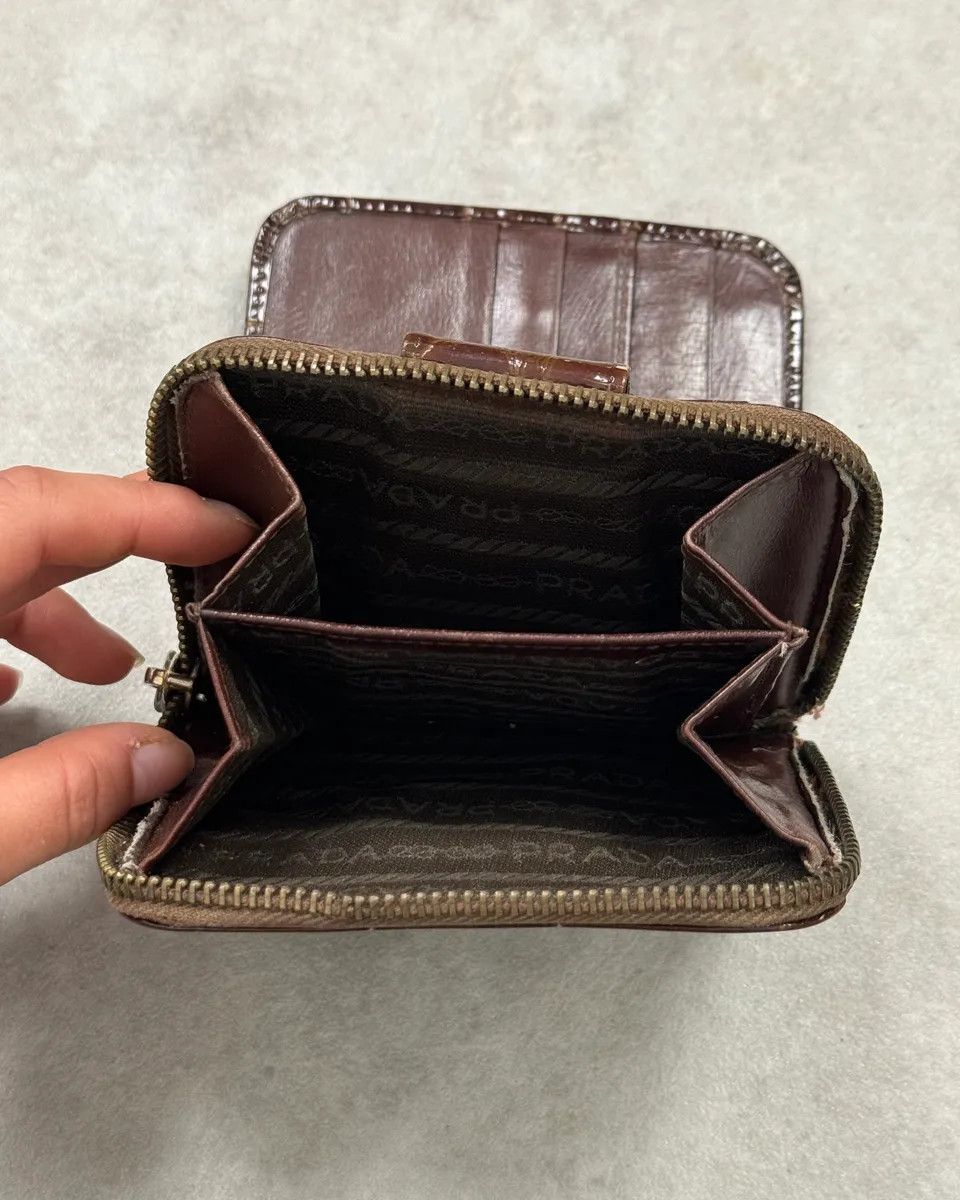 Prada Prada Brown Crocodile Embossed Leather Zip Wallet Size ONE SIZE - 3 Thumbnail