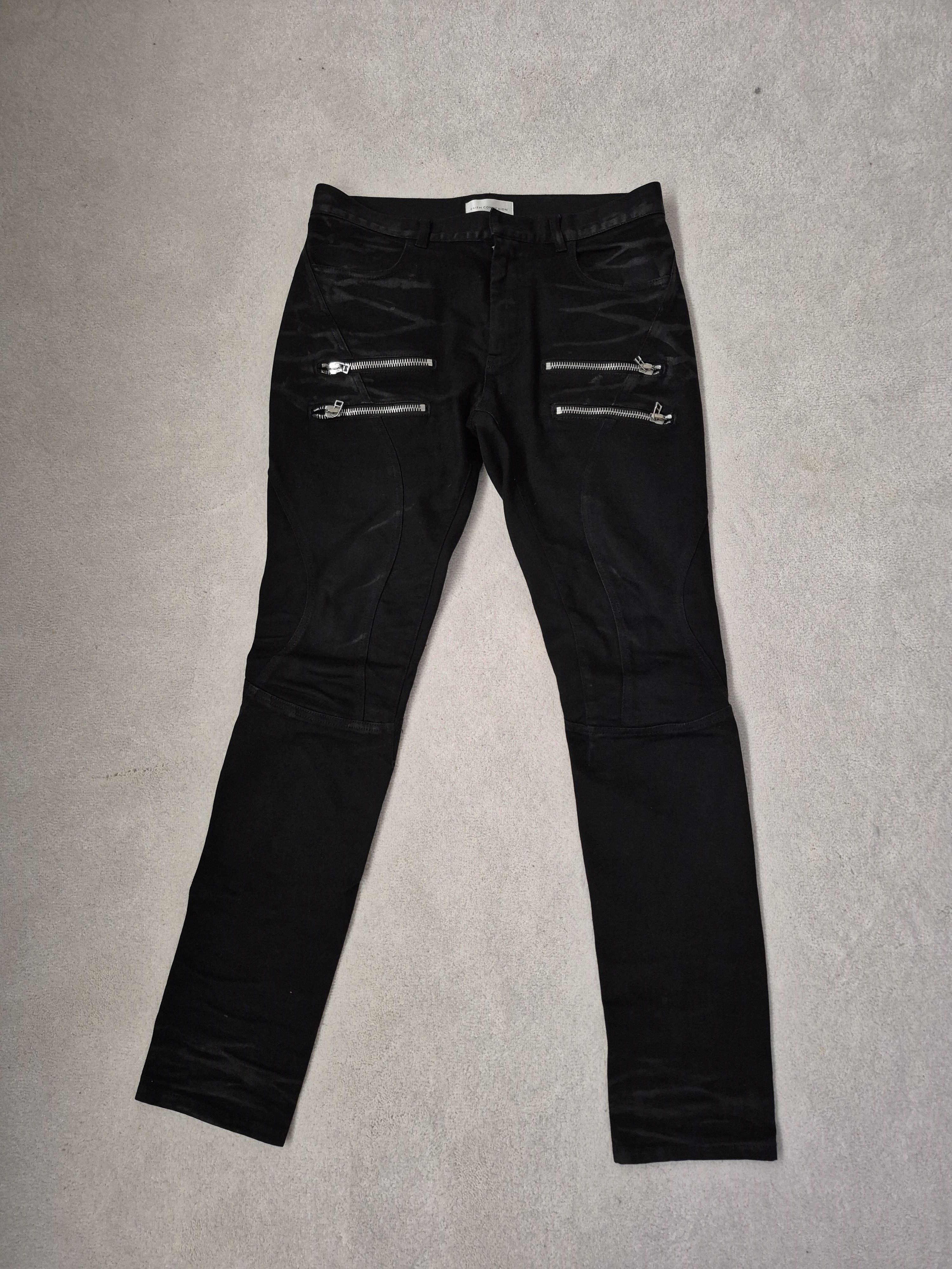 Faith Connexion Faith Connexion Biker Zip Jeans Punk Black W31 Size US 31 - 2 Thumbnail