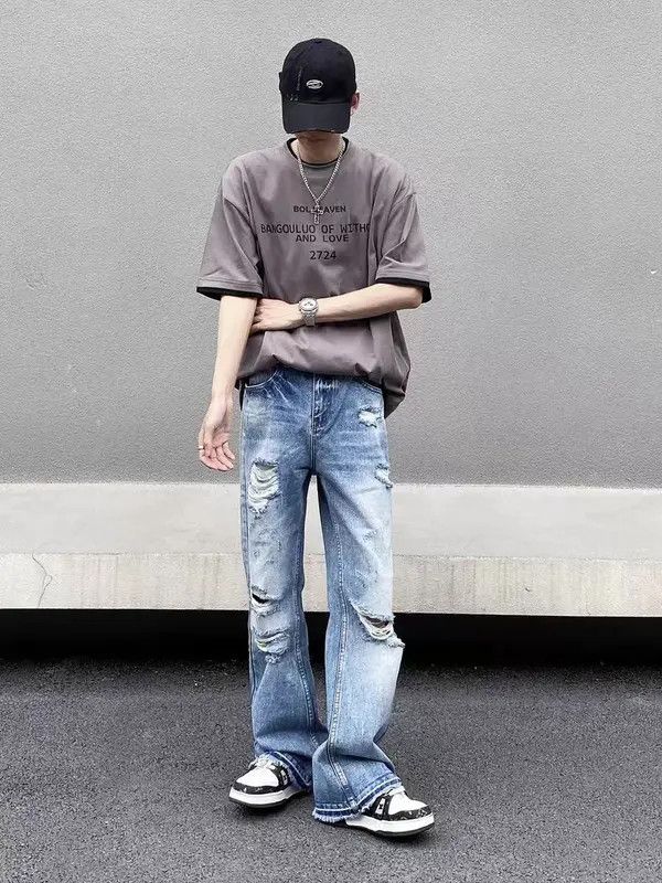 Jean VIBE High street vintage ripped Y2K micro flare baggy jeans Size US 34 / EU 50 - 4 Thumbnail
