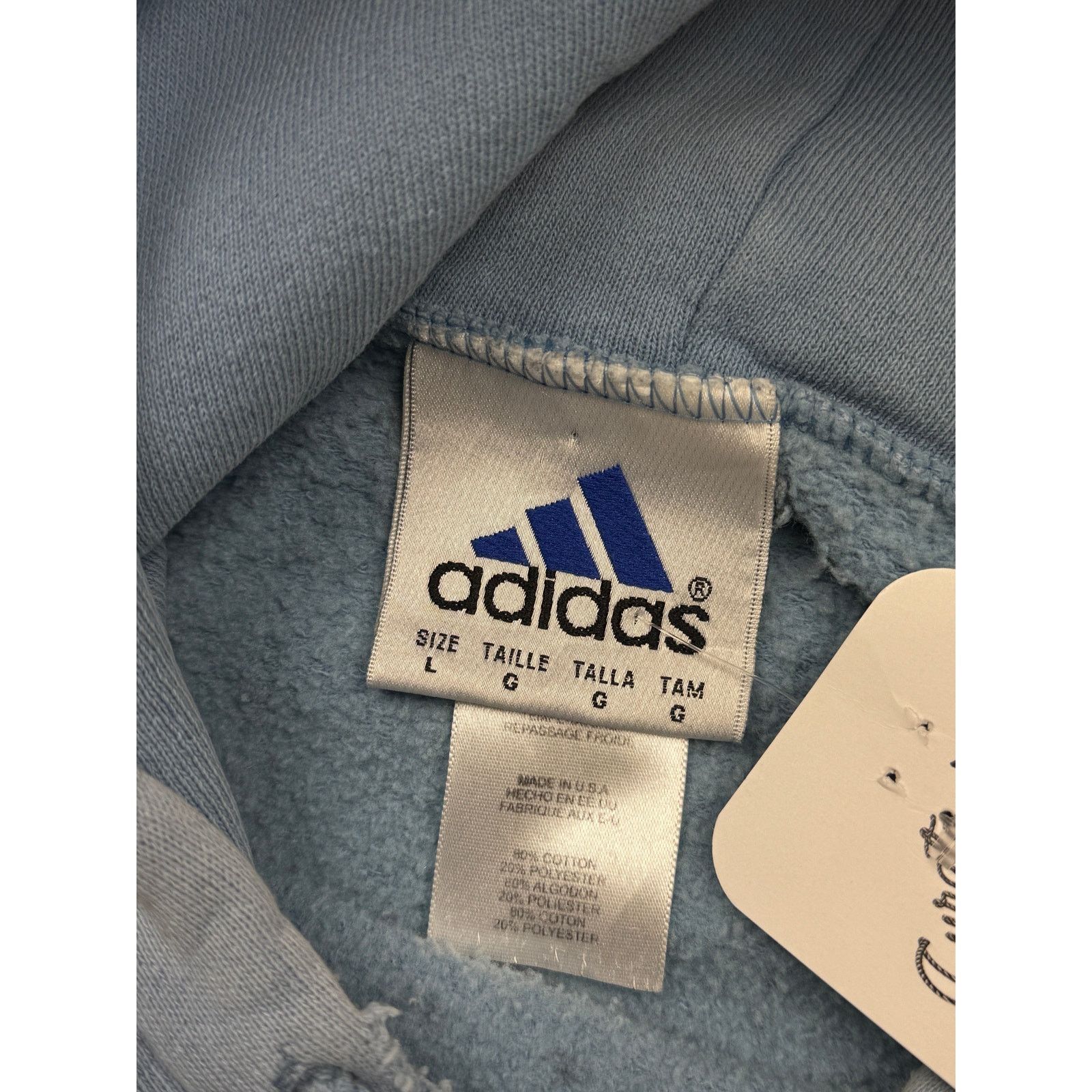 Vintage Vintage 90s Adidas Embroidered Logo Sweatshirt L Baby Blue Size US L / EU 52-54 / 3 - 3 Thumbnail