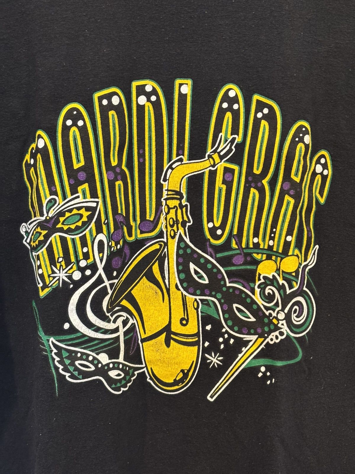 Jerzees Vintage 90’s Purple Green Gold Mardi Gras Black Shirt - L Size US L / EU 52-54 / 3 - 2 Thumbnail