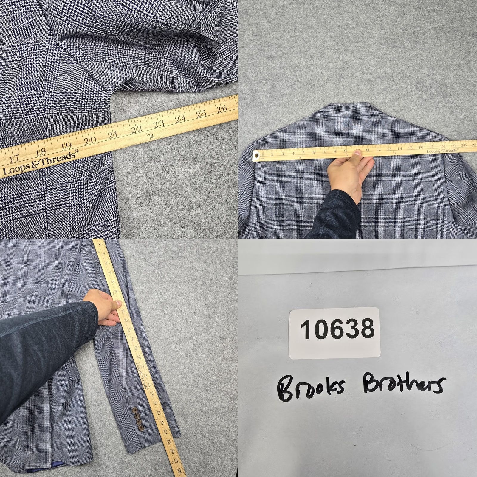 Brooks Brothers Brooks Brothers Mens Gray Wool Check Fitzgerald Fit Sport Coat Jacket 42L Size US XS / EU 42 / 0 - 9 Thumbnail