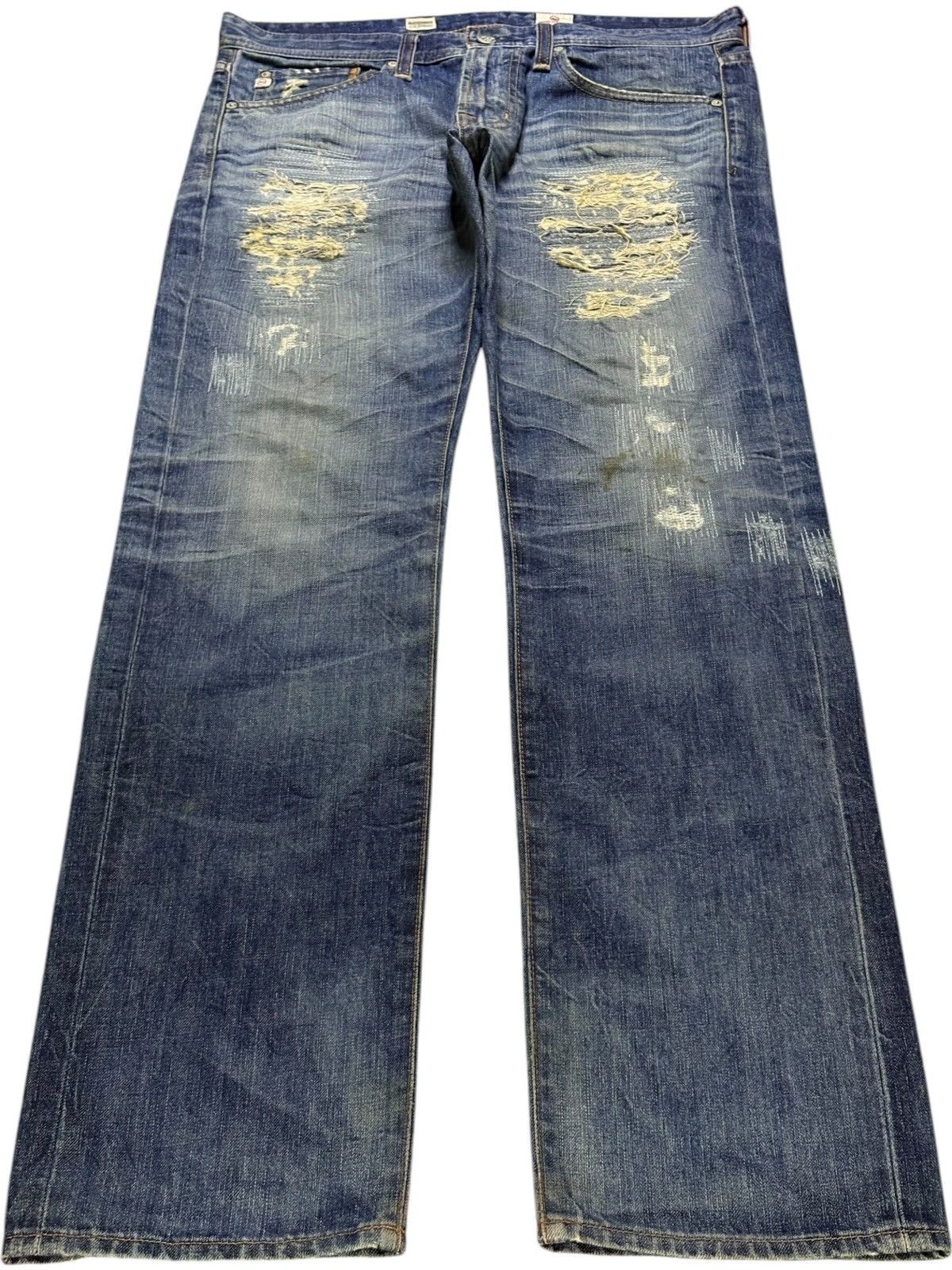 AG Adriano Goldschmied Vintage Adriano Goldscmied Mud Wash Sashiko Style Jeans Size US 35 - 1 Thumbnail