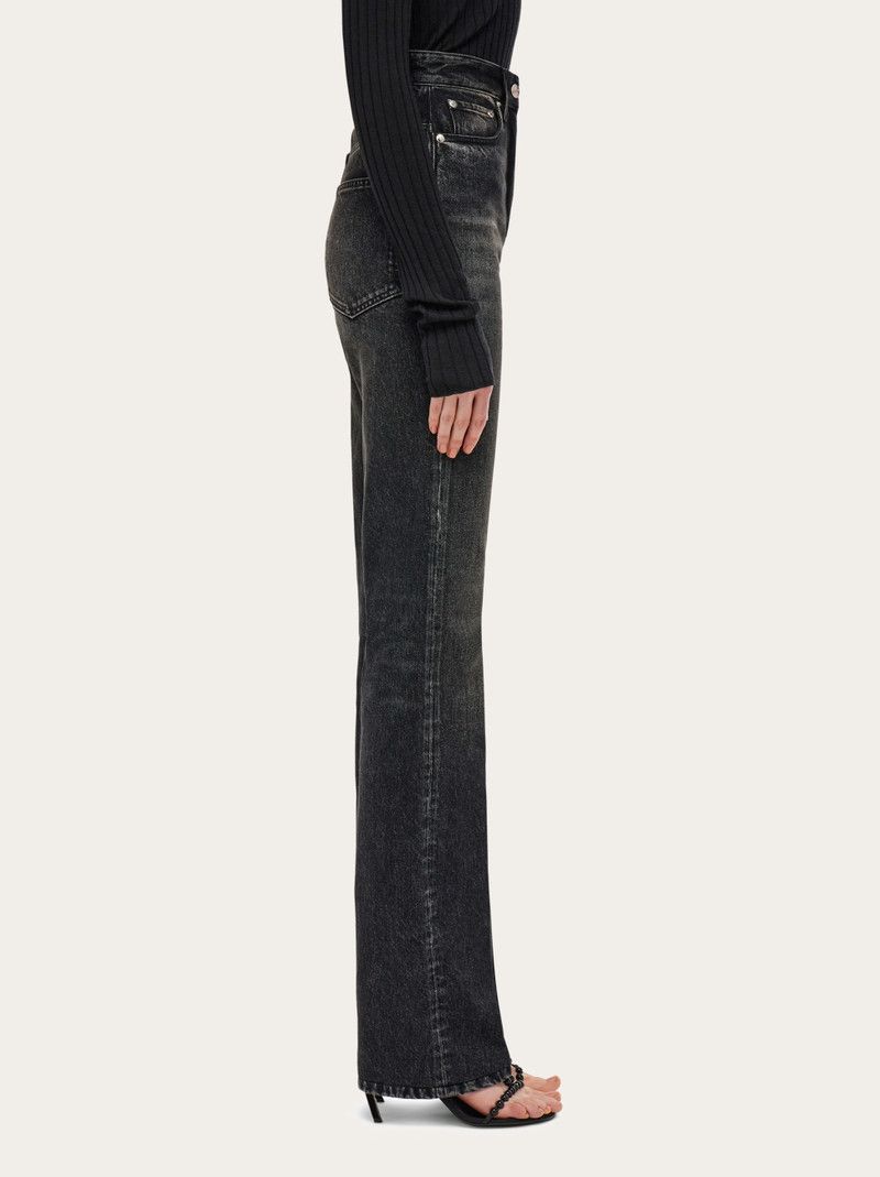 Salvatore Ferragamo o1s1rm0526 Five Pocket Flared Jeans in Black Size 32" / US 10 / IT 46 - 3 Thumbnail