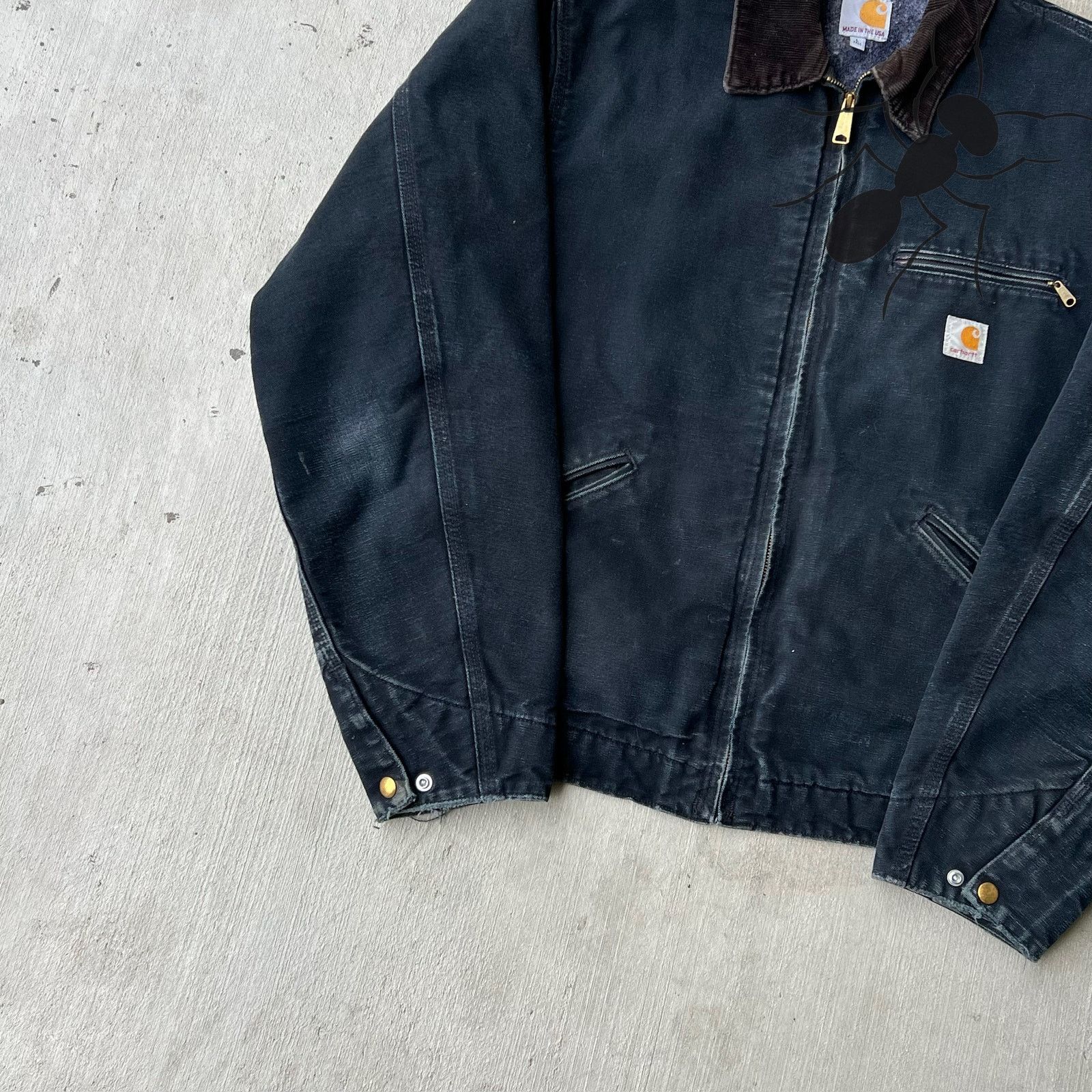 Carhartt × Vintage Carhartt J01 BLK faded black detroit work wear jacket Size US L / EU 52-54 / 3 - 4 Thumbnail