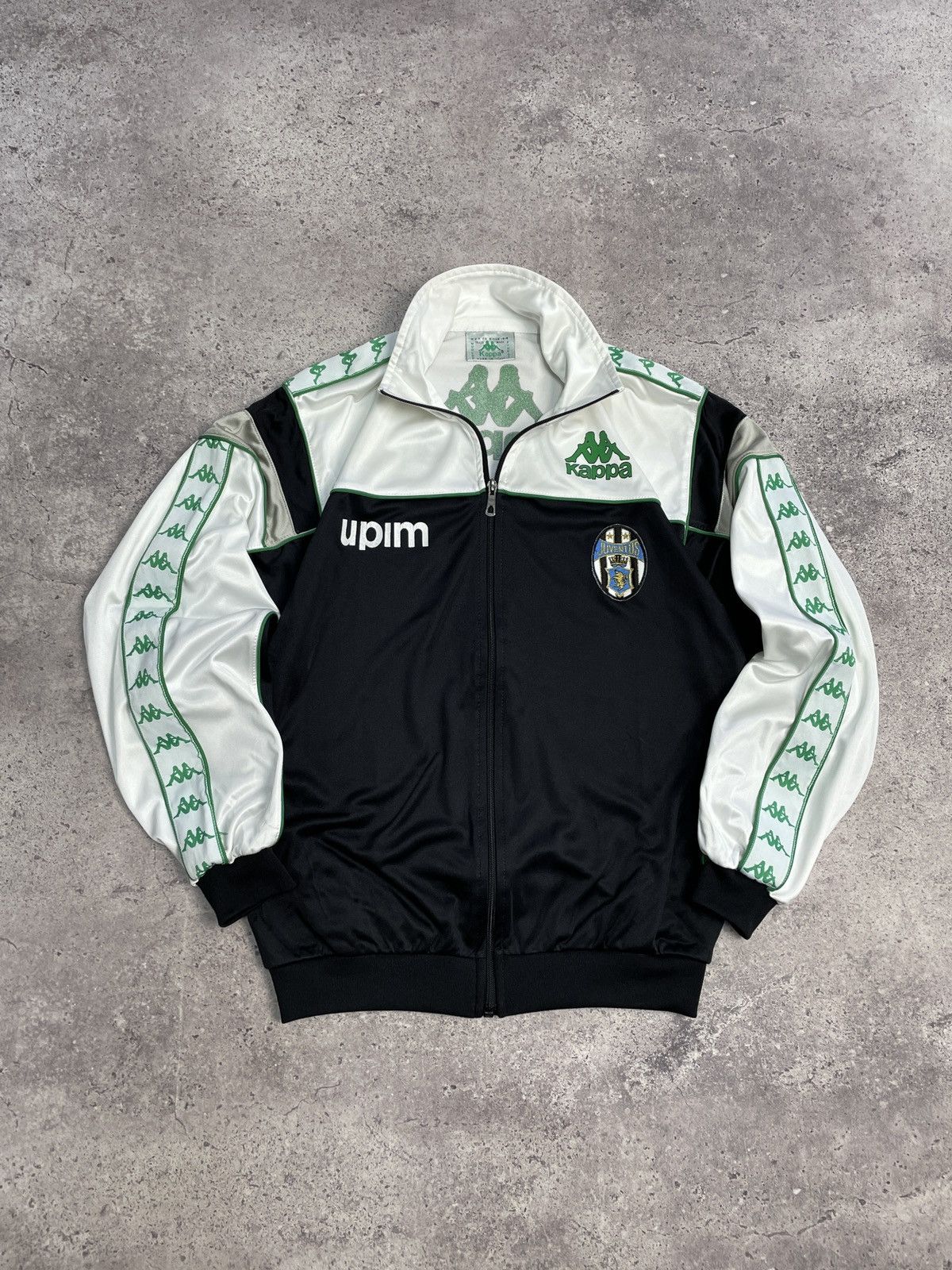 image of Vintage 1989/90 Juventus Kappa Training Track Jacket in Black Green, Men's (Size Medium)