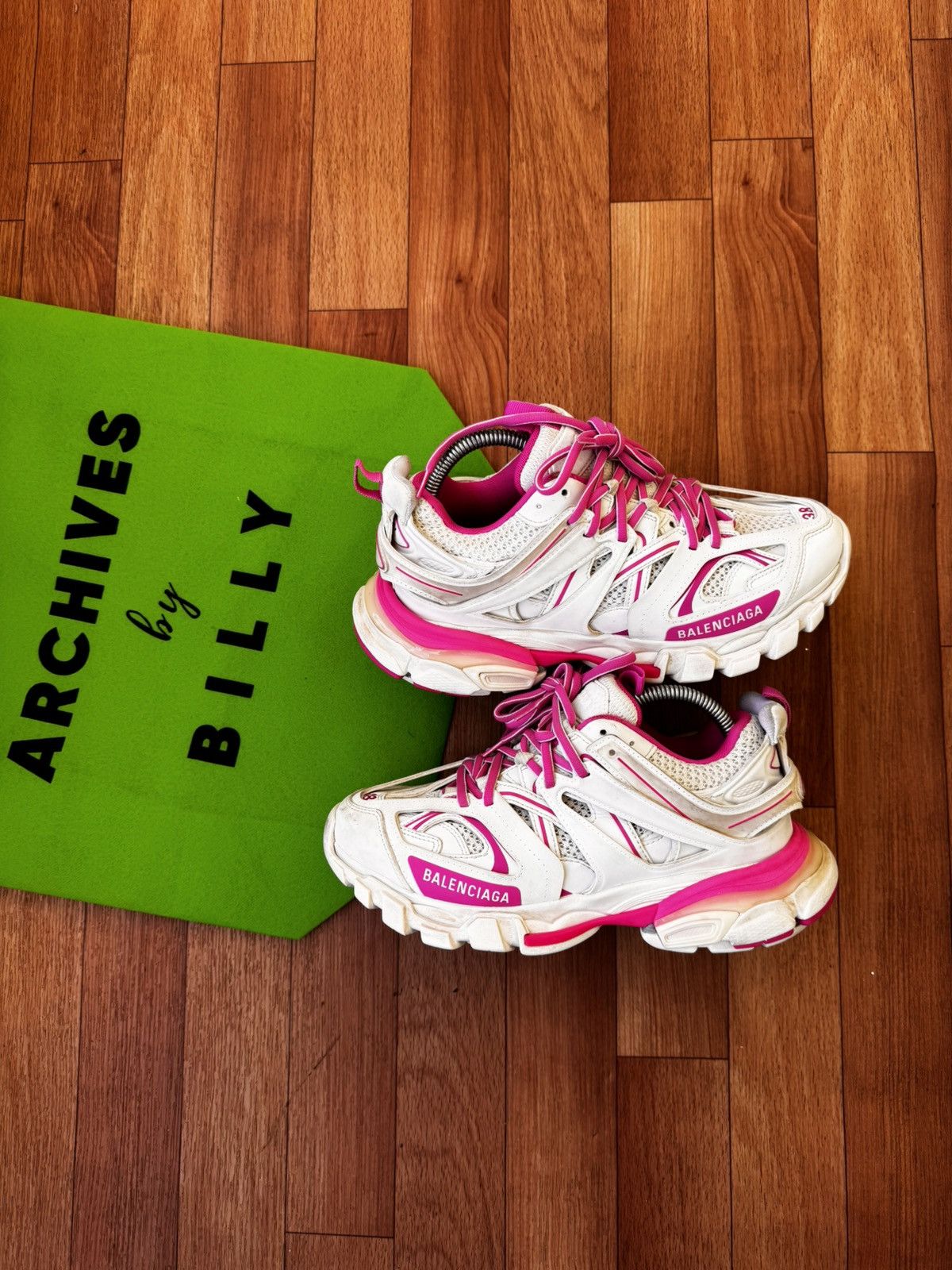 Balenciaga 💕🔥BALENCIAGA PINK / WHITE TRACK SNEAKERS Size US 8 / IT 38 - 3 Thumbnail