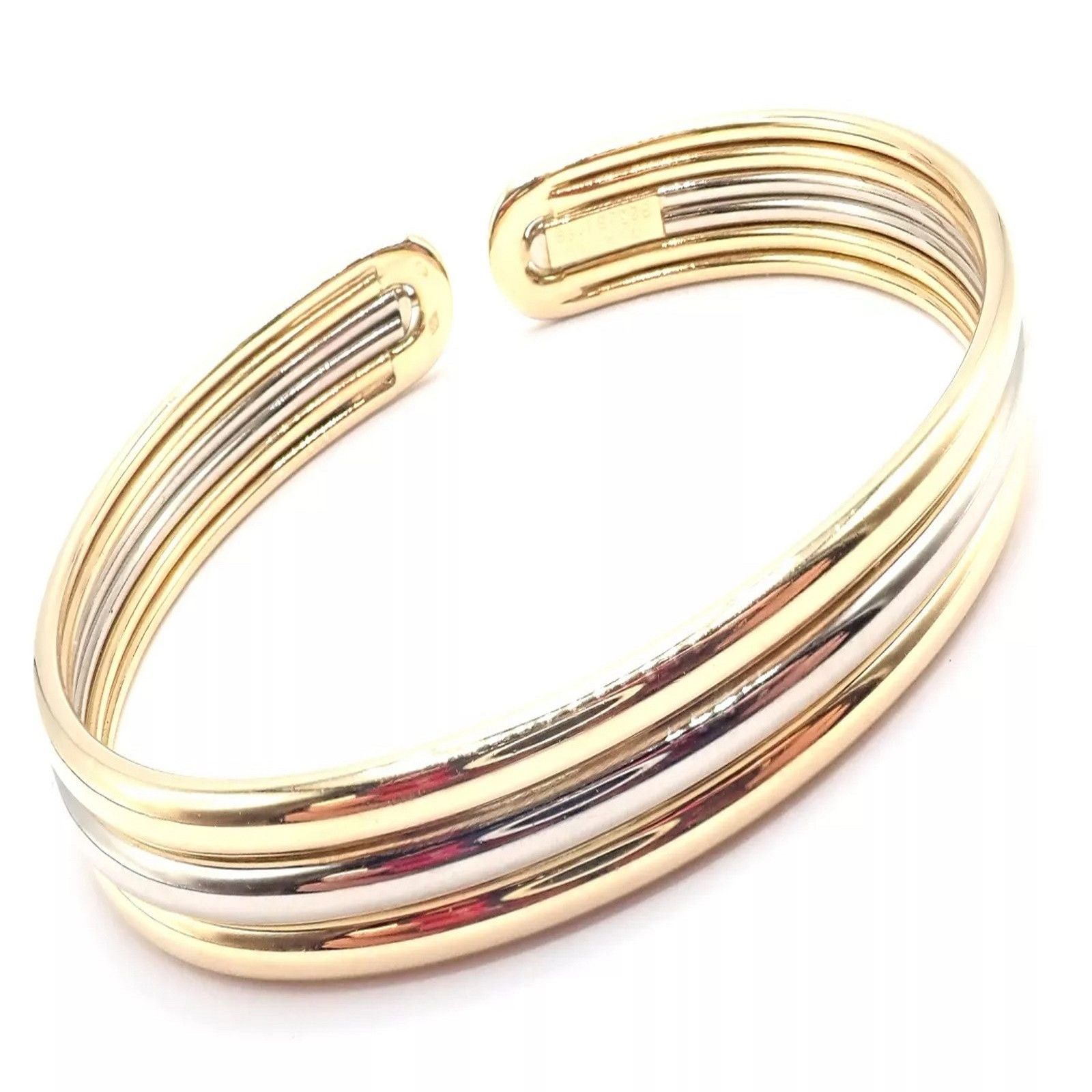 Van Cleef & Arpels 18k Yellow & White Gold Bangle Cuff Bracelet Size ONE SIZE - 7 Thumbnail