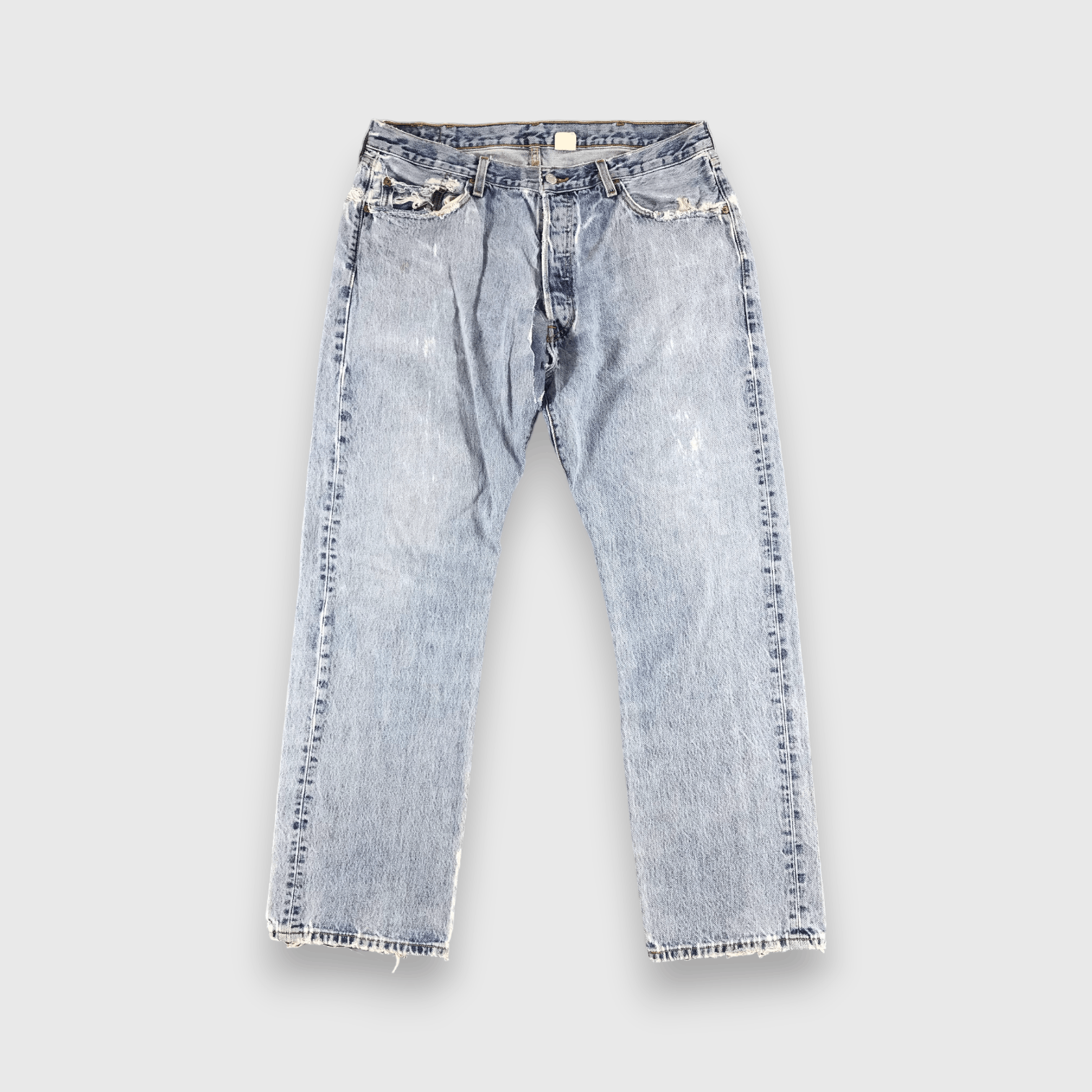 Levi's Vintage 90s Light Wash Levis 501 Distress Jeans-J1274 Size US 37 - 1 Thumbnail