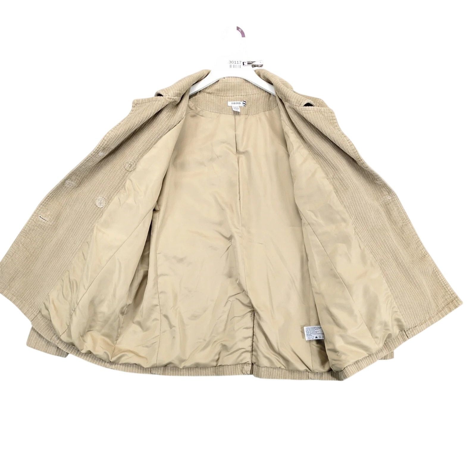 Izod IZOD Beige Corduroy Double Breasted Pea Coat Women's L Size L / US 10 / IT 46 - 2 Thumbnail