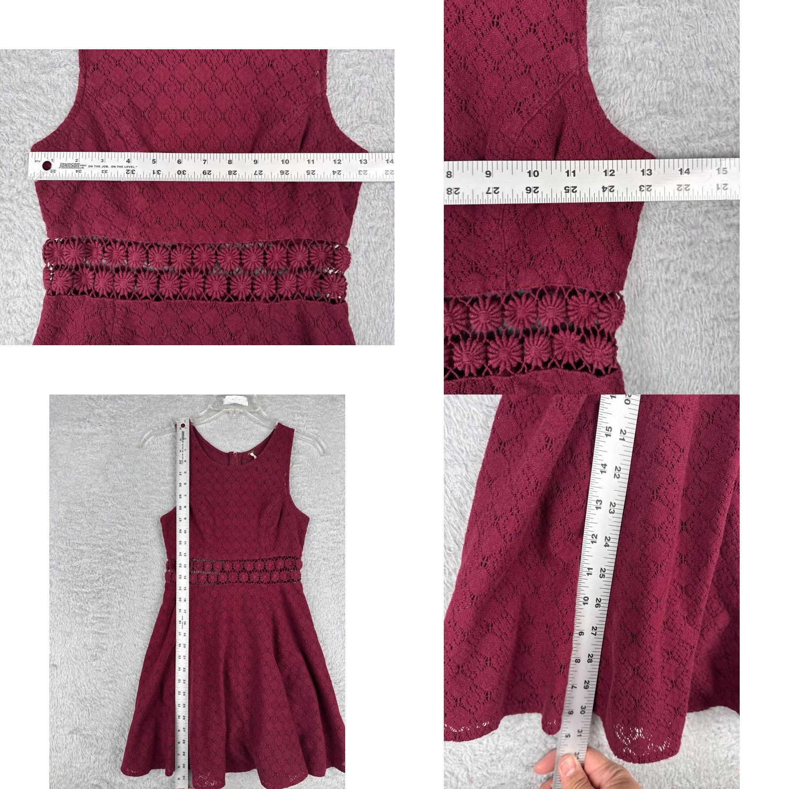 Free People VINTAGE Free People Dress Womens 4 Burgundy Cutout Daisy Waist Dress Cotton Blend Size S / US 4 / IT 40 - 8 Thumbnail