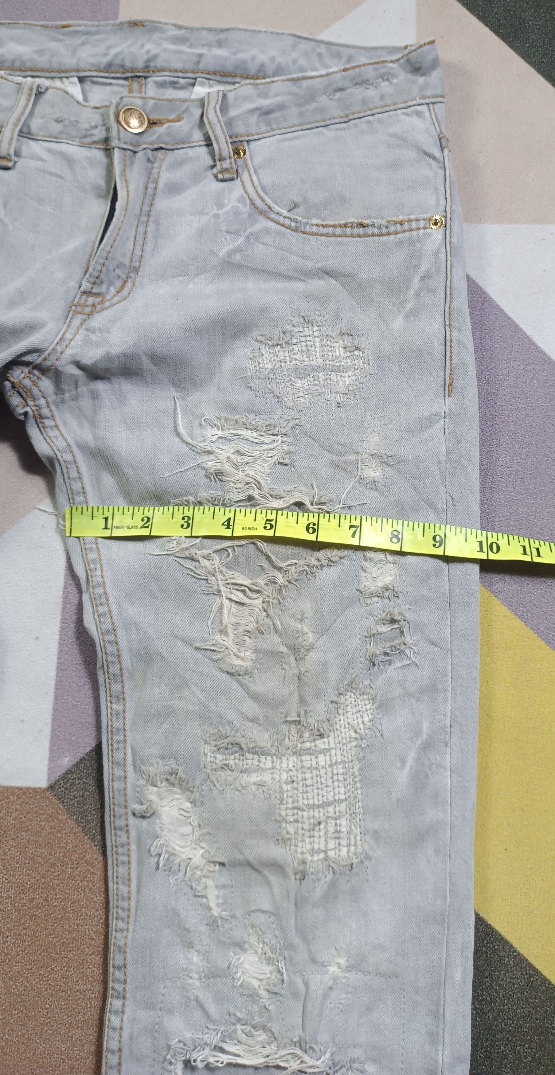If Six Was Nine 2000s🔥Steel Blue Japan Like Undercover Crash Jeans Size US 33 - 16 Thumbnail
