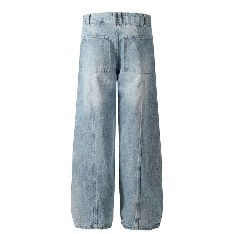 Japanese Brand Men's loose straight leg high street washed jeans Size US 32 / EU 48 - 2 Thumbnail