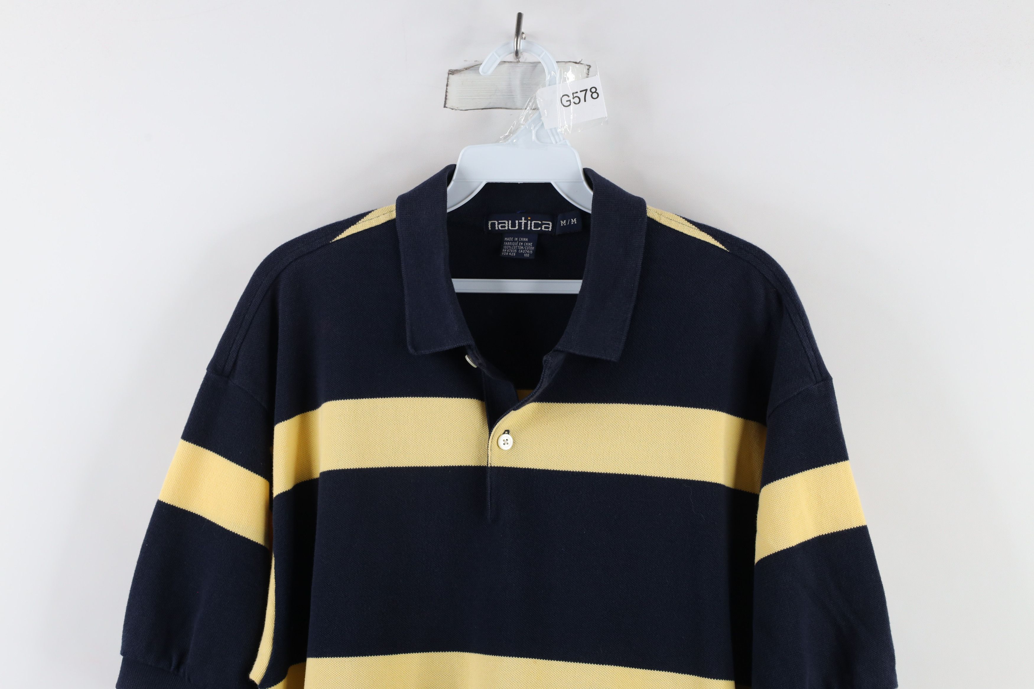 Nautica × Vintage Vintage 90s Nautica Spell Out Striped Sailing Polo Shirt Size US M / EU 48-50 / 2 - 2 Thumbnail
