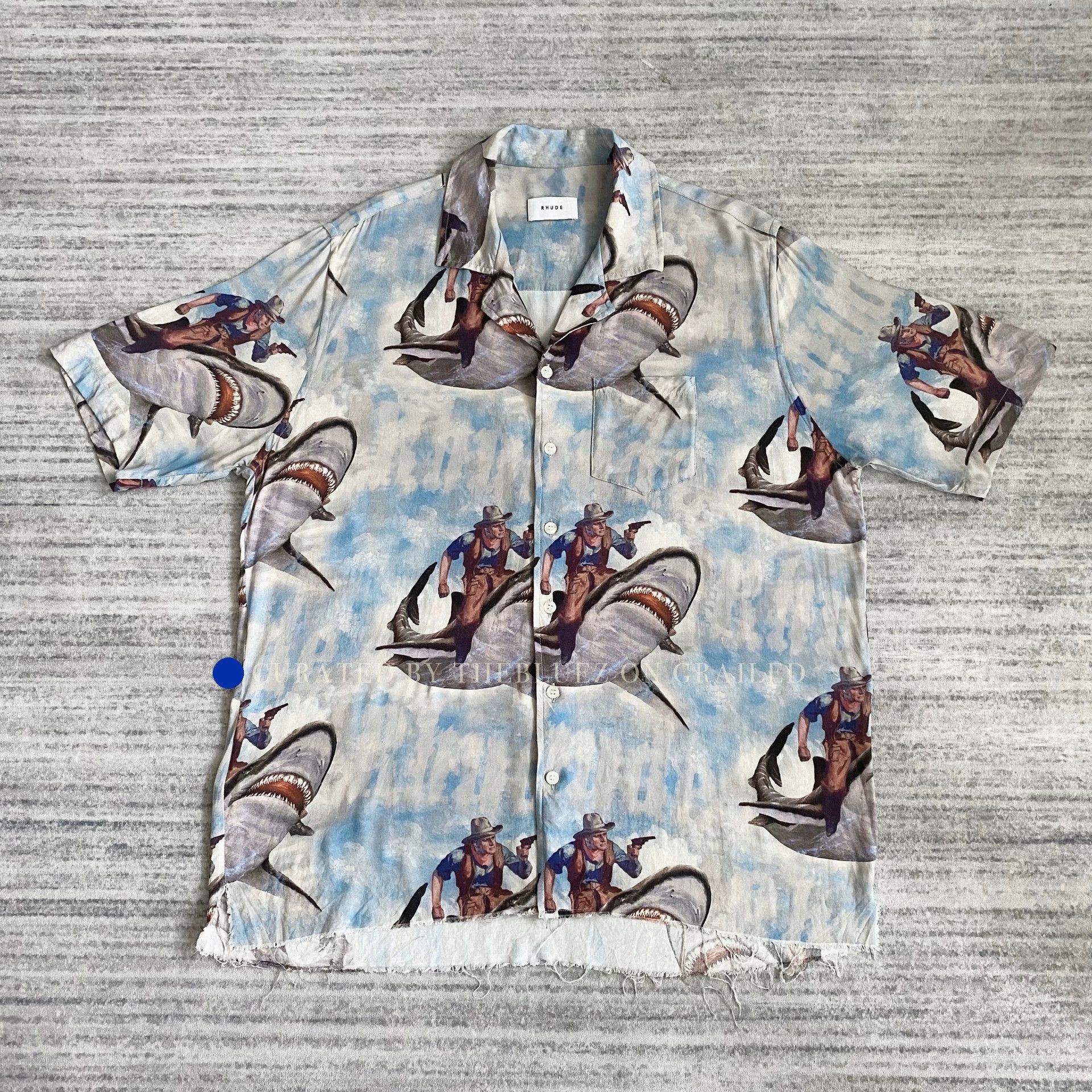 Rhude Distressed Shark Cuban Collar Shirt Size US M / EU 48-50 / 2 - 1 Thumbnail