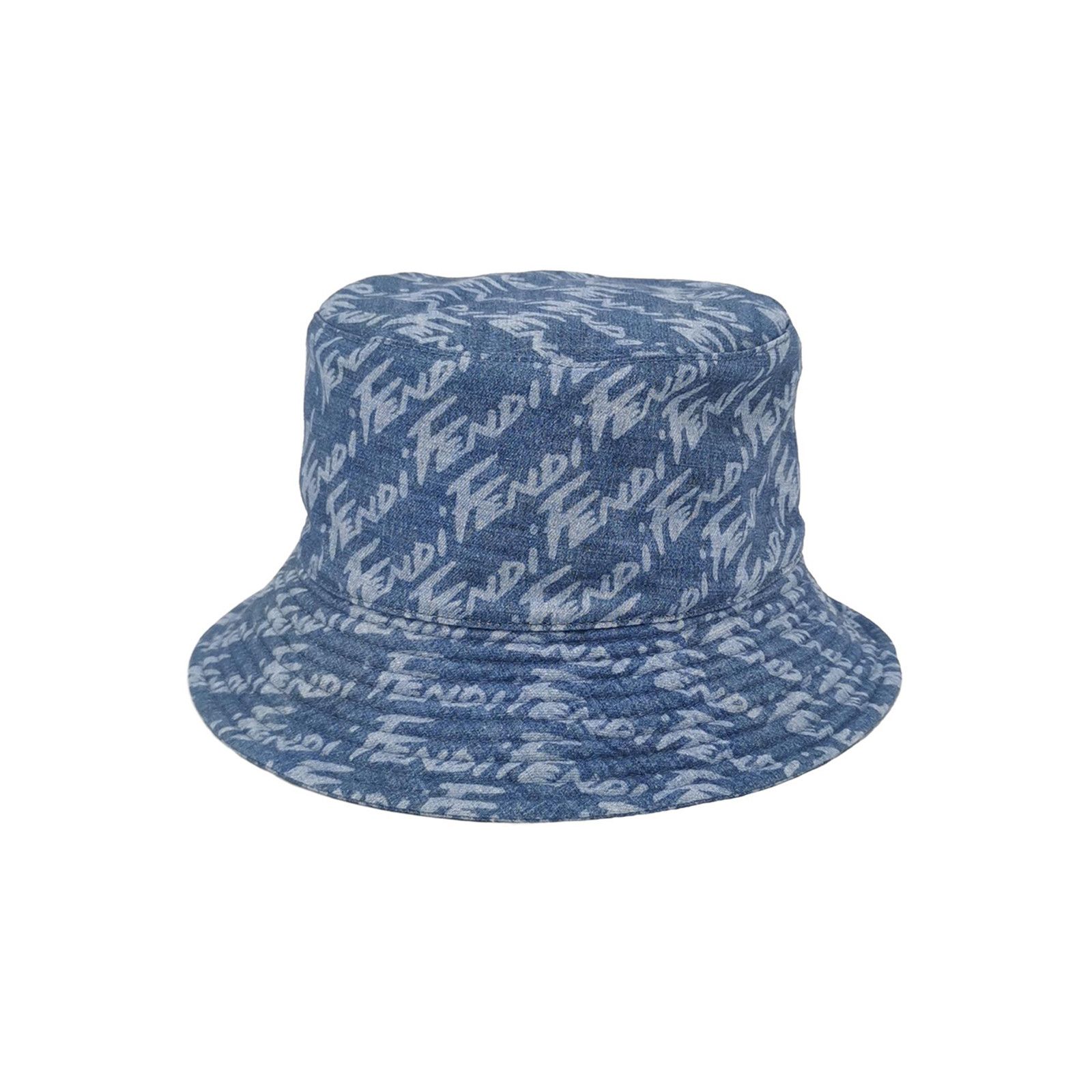 Fendi Fendi All-Over Lettering Denim Bucket Hat Size M Size ONE SIZE - 1 Thumbnail