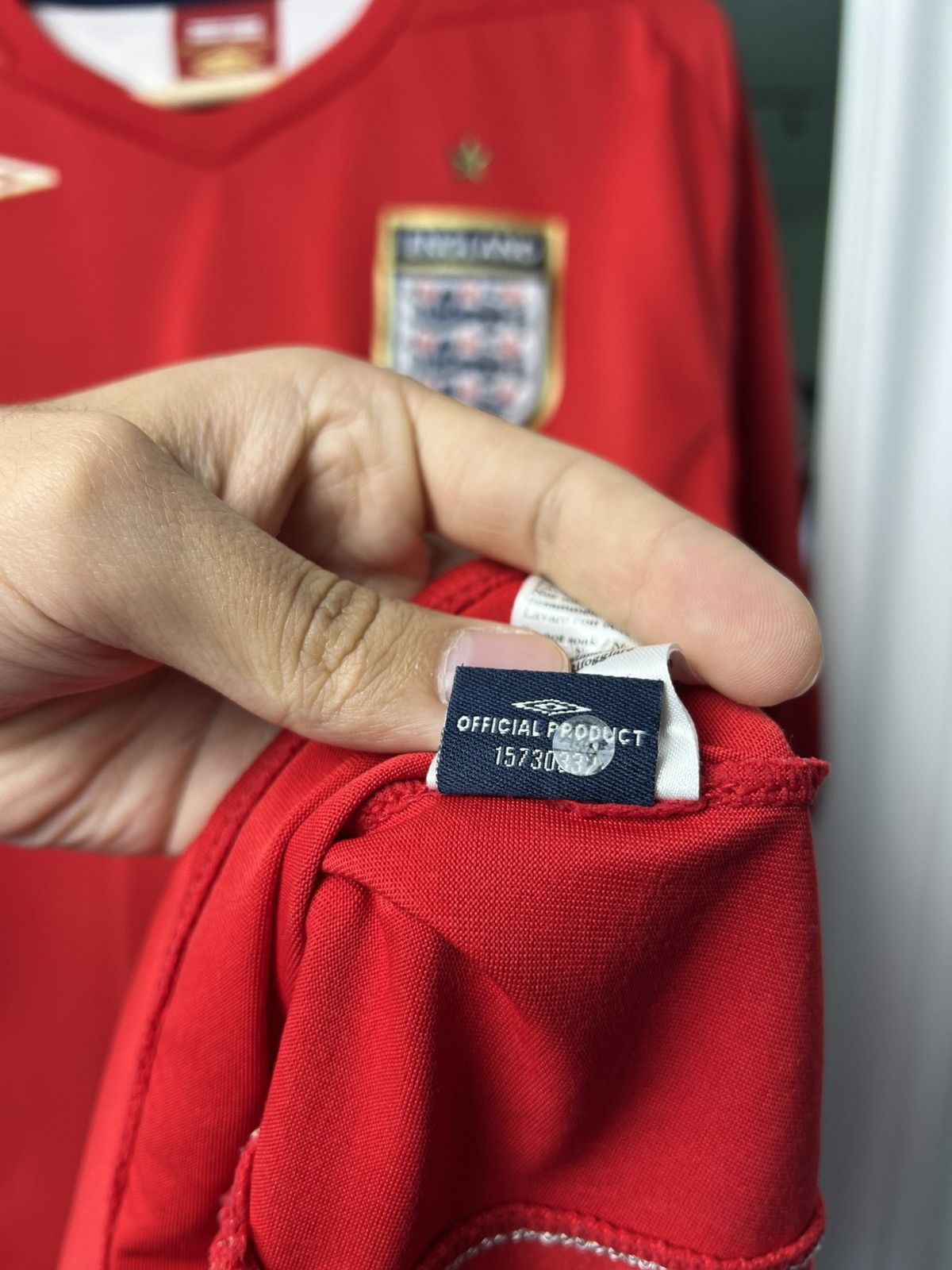 Vintage England 2006 Umbro Red Away Shirt 2XL (Fits XL) –Beckham Era Size US XXL / EU 58 / 5 - 15 Thumbnail