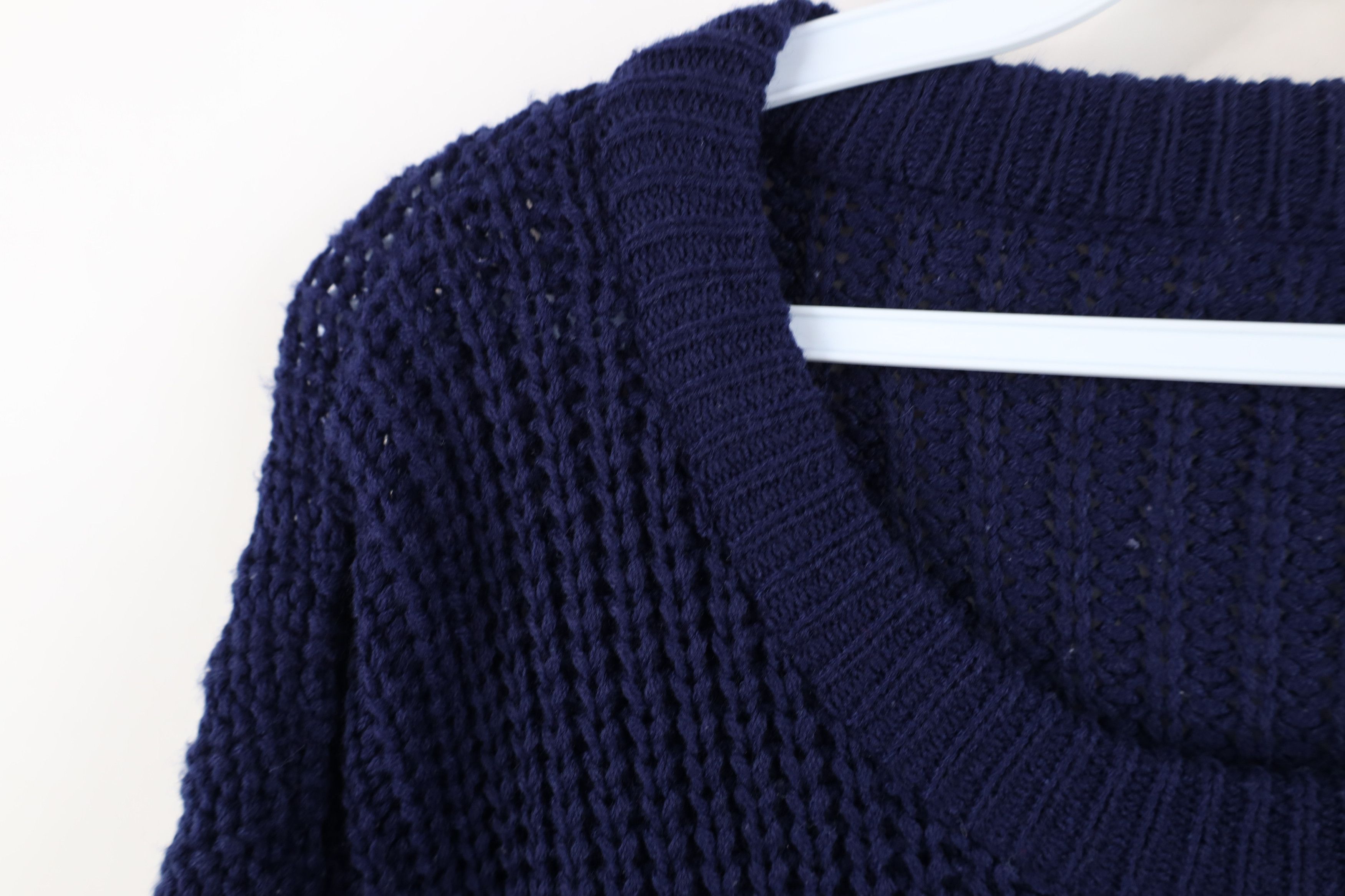 Vintage Vintage 90s Streetwear Ribbed Knit Crewneck Sweater Blue Size US L / EU 52-54 / 3 - 6 Thumbnail