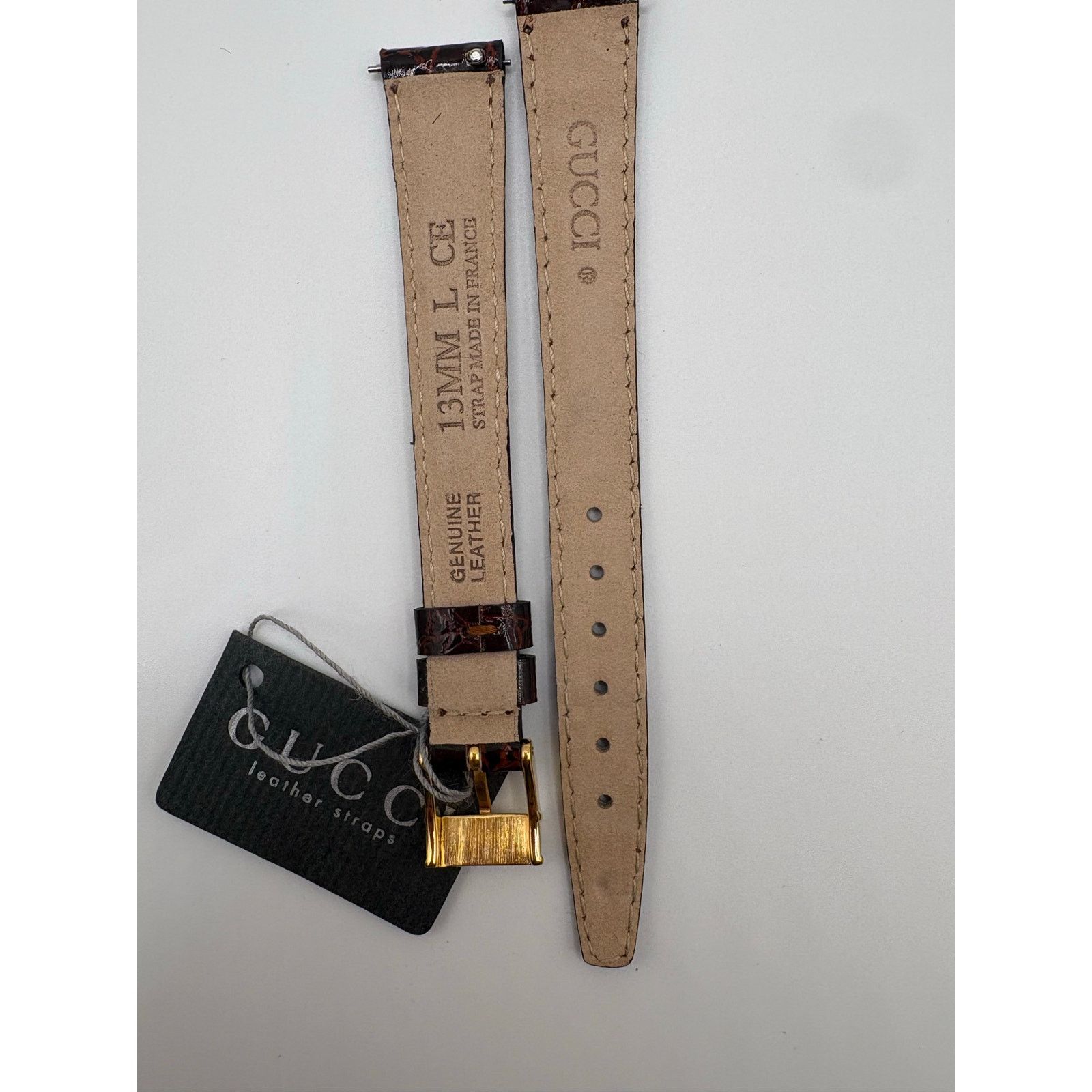 Gucci NOS Vintage Gucci 13mm Brown Croco Leather Watch Strap Size ONE SIZE - 7 Thumbnail