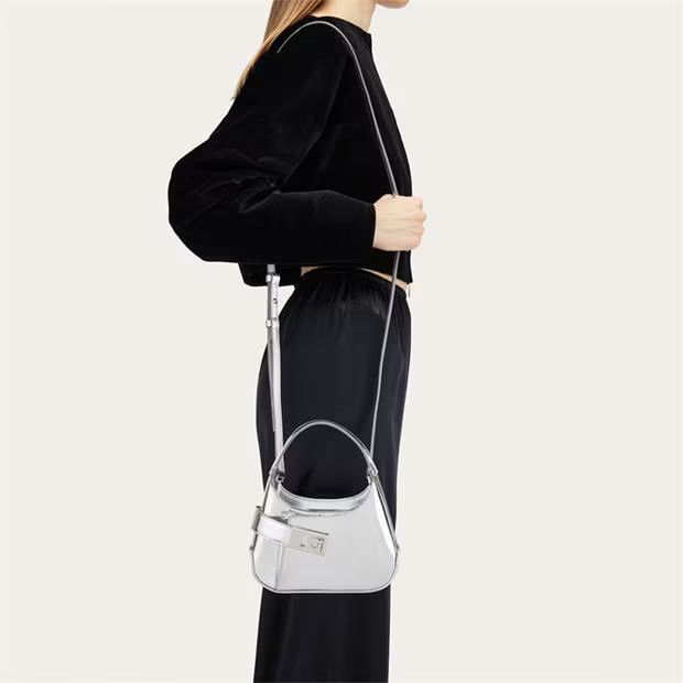 Salvatore Ferragamo o1s1rm0924 Size: OS / Mini Hobo Bag in Silver Size ONE SIZE - 8 Thumbnail