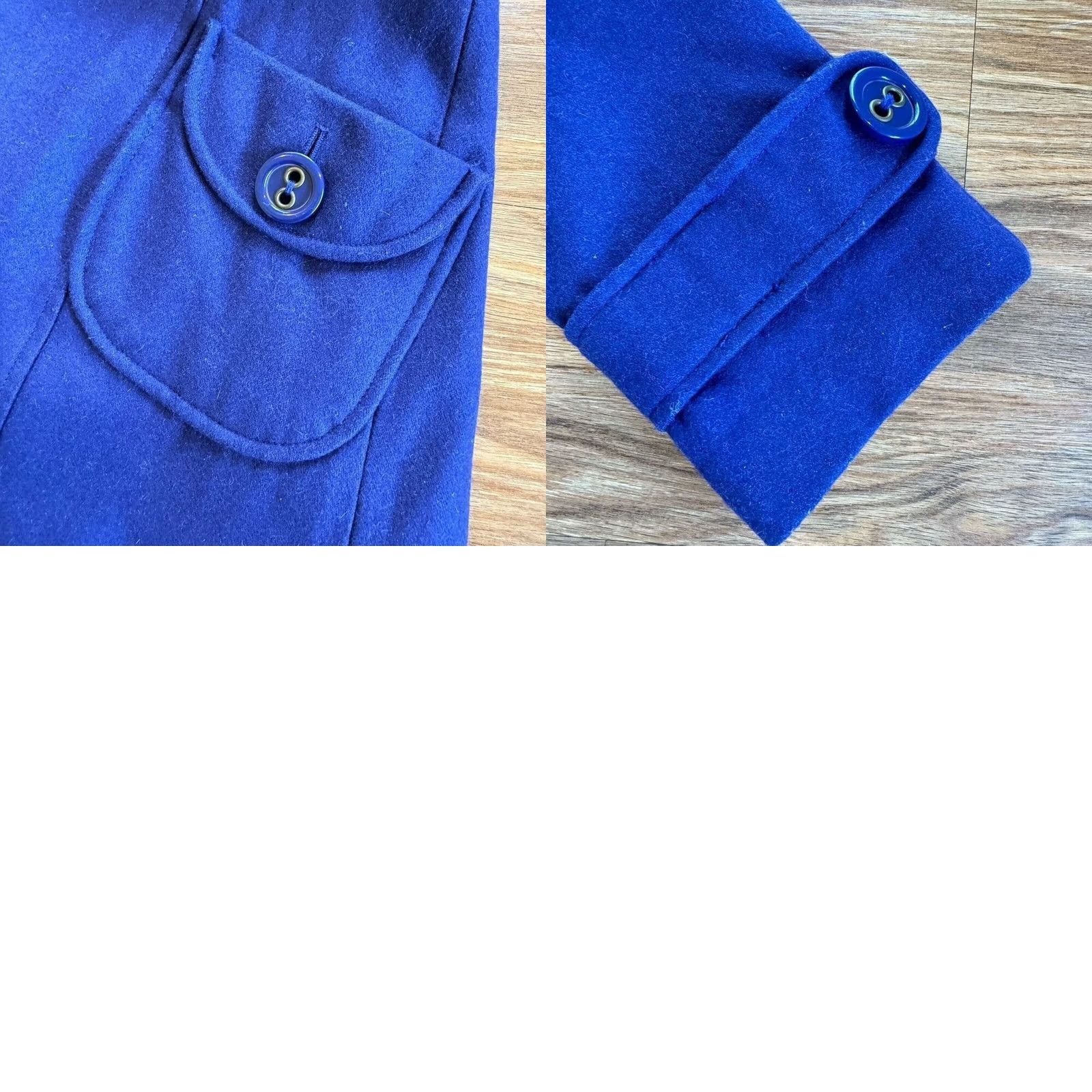 Vintage Tulle Jacket Pea Coat Wool Blend Blue Womens M Button Front Pockets Solid Mid-Length Vintage Style Size M / US 6-8 / IT 42-44 - 9 Thumbnail