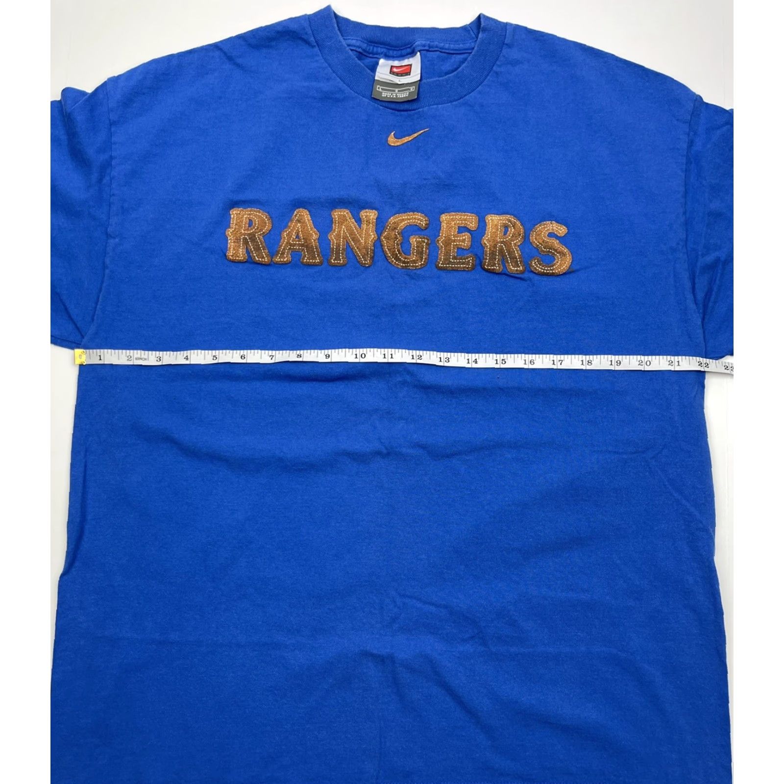 Nike VINTAGE Nike Mens T-Shirt MLB Texas Rangers Center Swoosh Crew Neck Short Sleeve Blue L Size US L / EU 52-54 / 3 - 6 Thumbnail