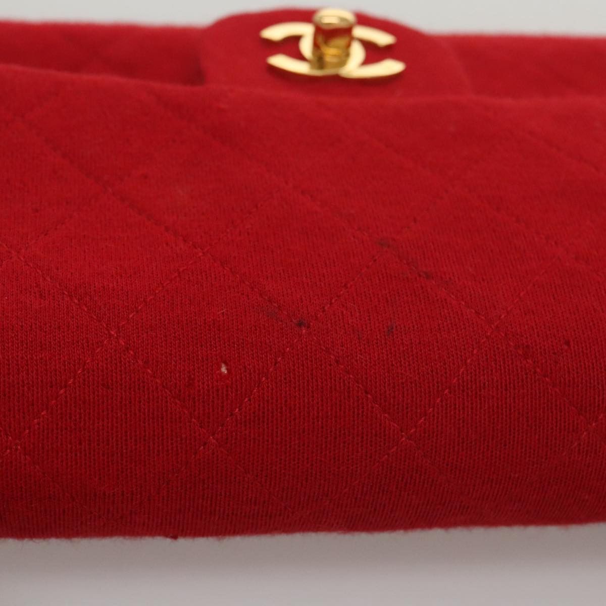Chanel CHANEL Matelasse Chain Shoulder Bag Cotton Red Gold CC Size ONE SIZE - 8 Thumbnail