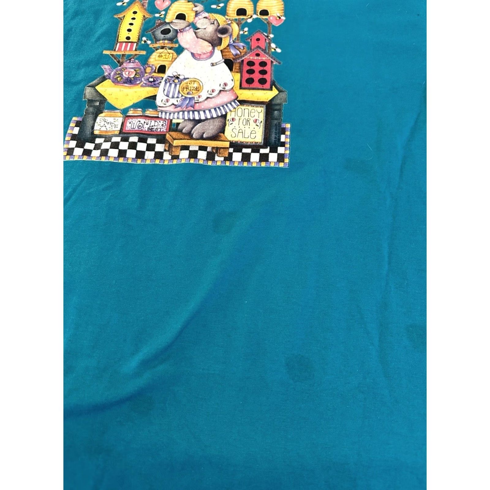 Fruit Of The Loom VINTAGE Fruit of the Loom T-Shirt XL Blue 90s Honey Bear Happy Bee Size US XL / EU 56 / 4 - 2 Thumbnail