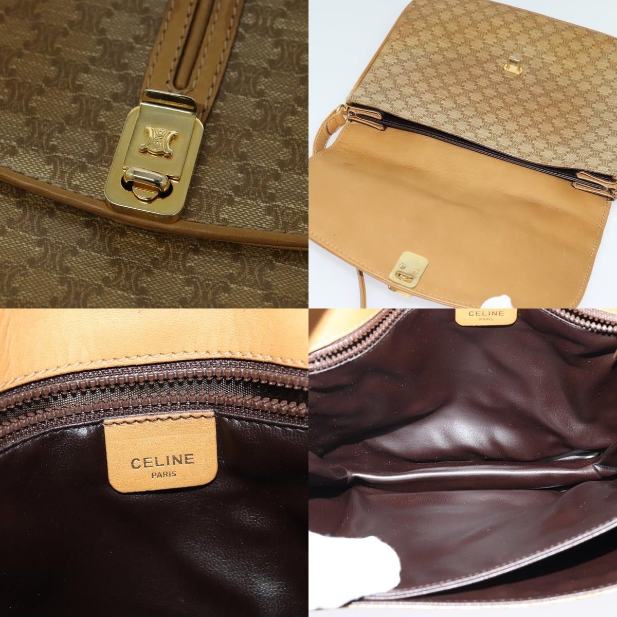 Celine CELINE Macadam Canvas Shoulder Bag Pvc Beige Gold Size ONE SIZE - 11 Thumbnail