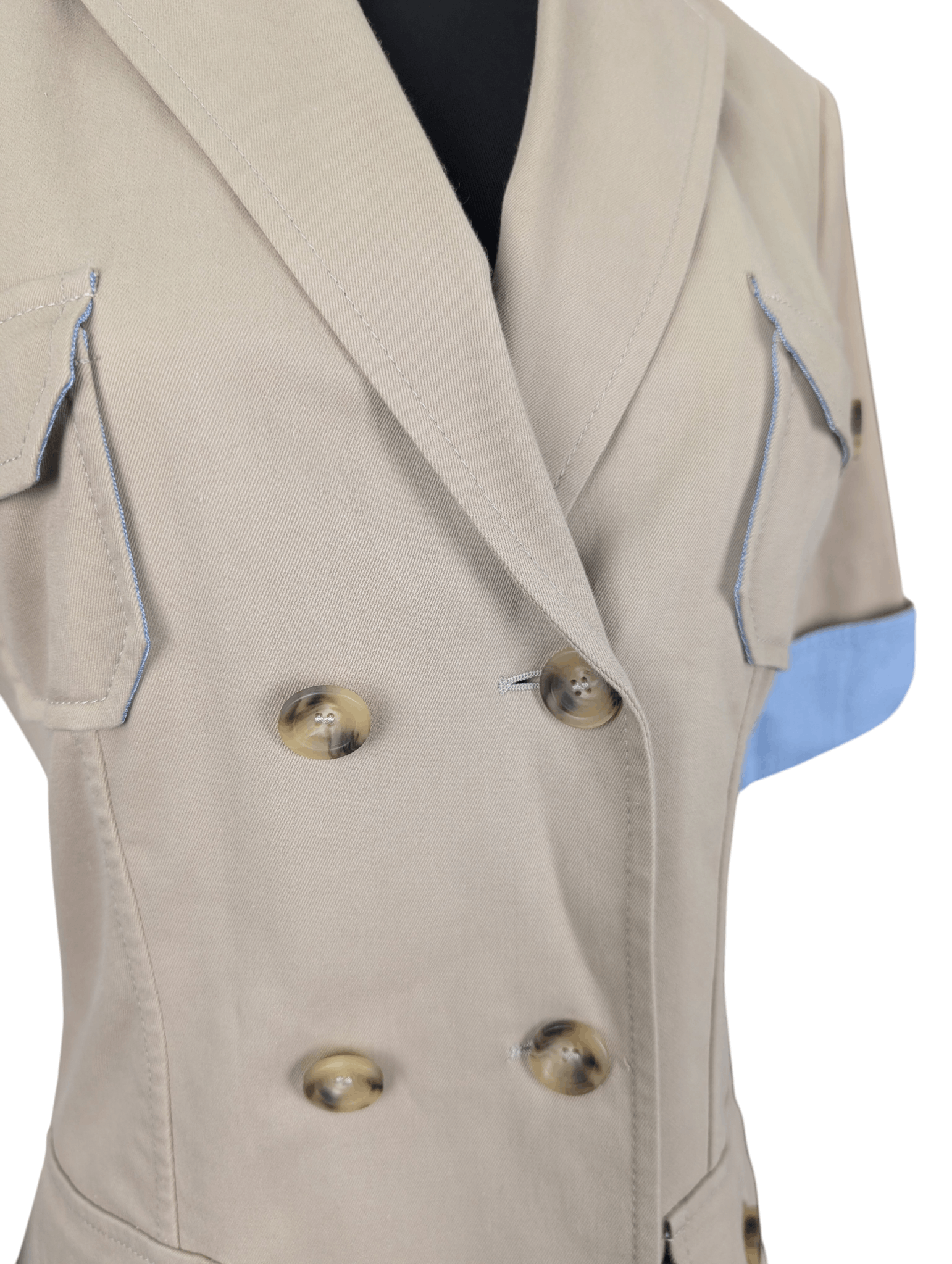 Dolce & Gabbana Beige Double Breasted Short Sleeve Shirt Jacket Size XS / US 0-2 / IT 36-38 - 3 Thumbnail