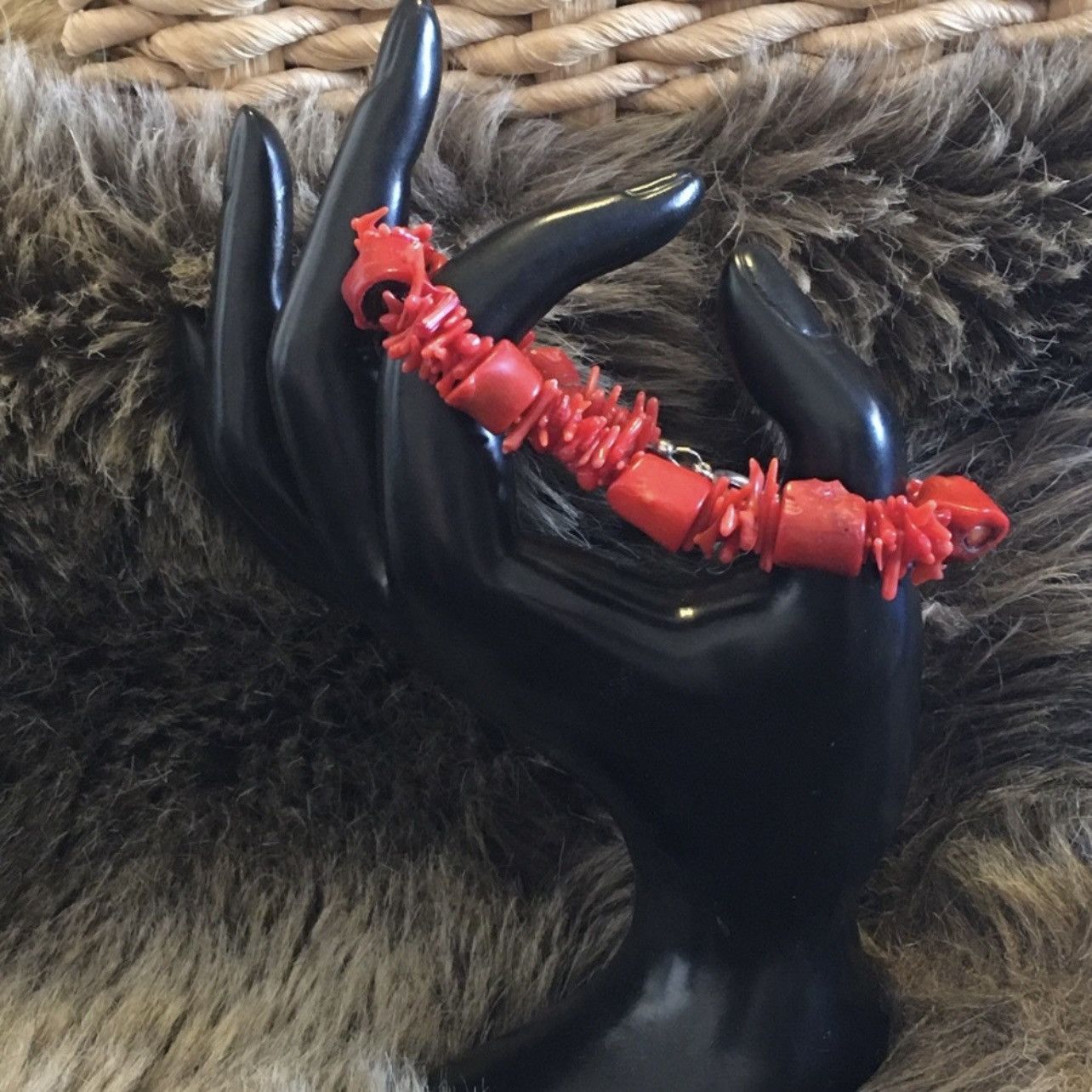 Vintage Vintage genuine rough red coral beaded toggle bracelet Size ONE SIZE - 2 Thumbnail