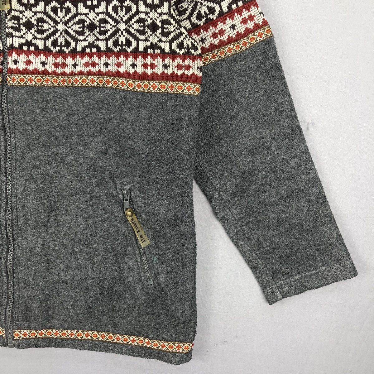 Native Vintage 90's Native Navajo Knit Art Fleece Zipper Jacket Size US S / EU 44-46 / 1 - 3 Thumbnail