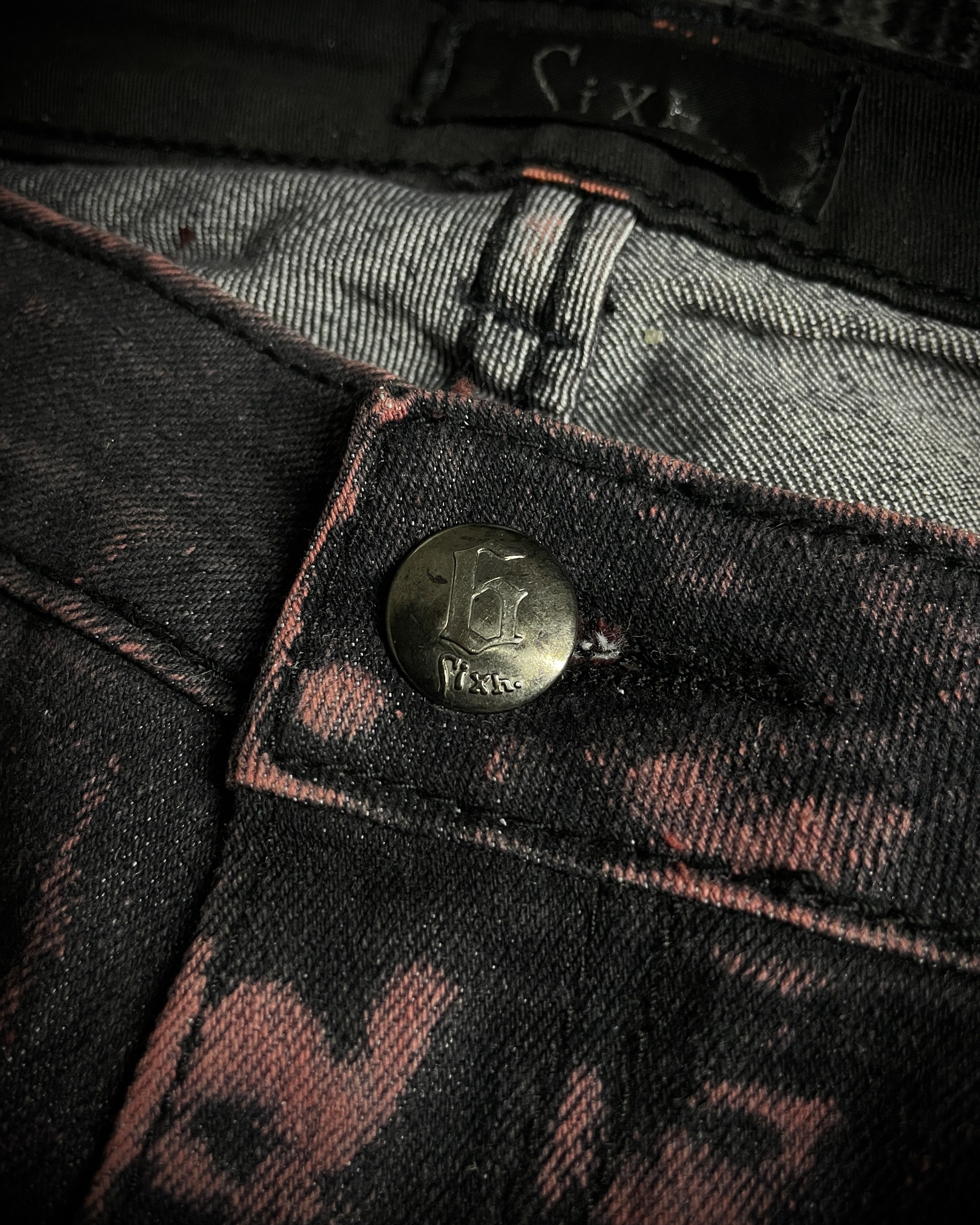 Japanese Brand Sixh Bloodwash Gothic Print Denim Size US 33 - 7 Thumbnail