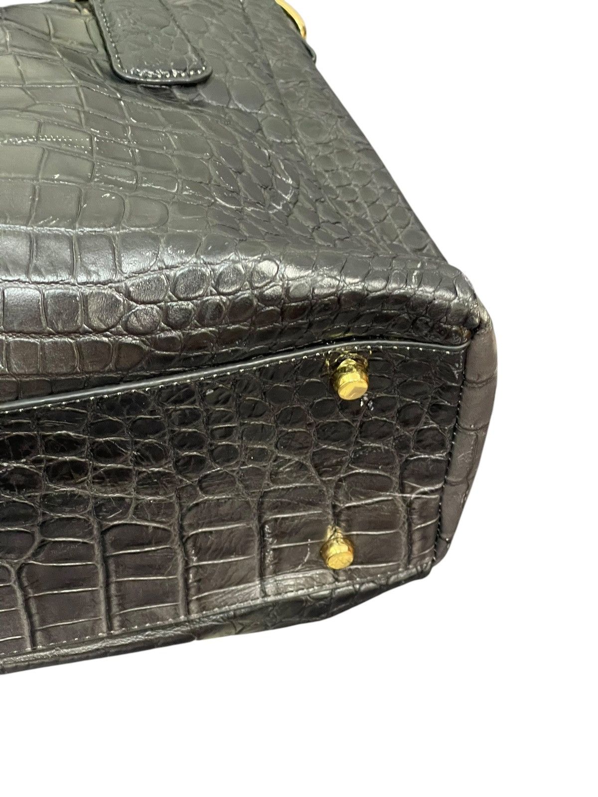 Genuine Leather Crocodile Embossed Patina Leather Jewels Hand Bag 1🟩4 Size ONE SIZE - 8 Thumbnail