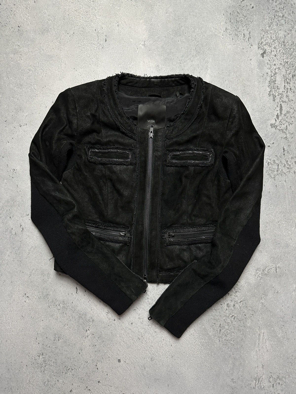 VEDA Veda Leather Biker Short Jacket Hype Avantgarde Lux Item y2k Size S / US 4 / IT 40 - 3 Thumbnail