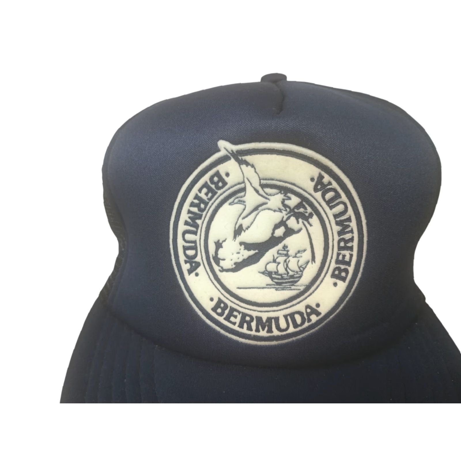 Vintage VINTAGE Bermuda Fishing Trucker Hat Snapback Hat Patch 1980's Hat Men One Size Blue 80s Snapback Size ONE SIZE - 5 Thumbnail