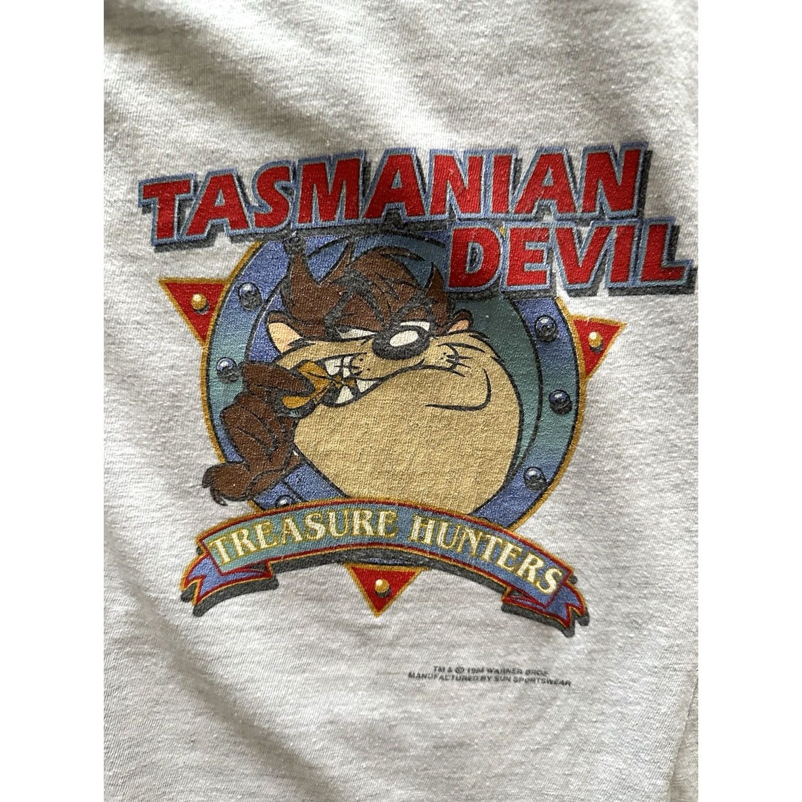 Vintage 90s Vintage Taz Devil Treasure Hunters Baseball Jersey Shirt Large Gray - Unisex Adult Size US L / EU 52-54 / 3 - 7 Thumbnail