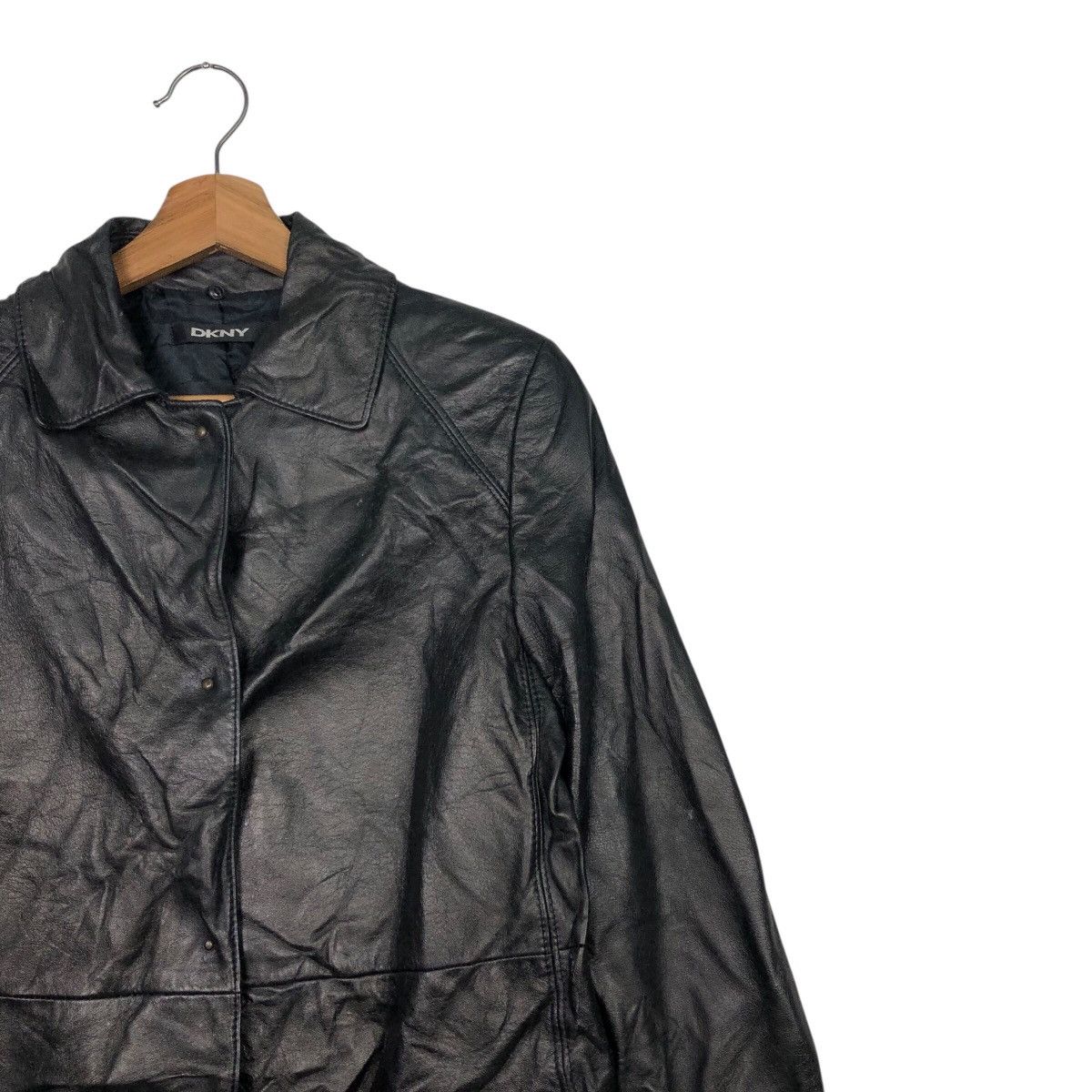 DKNY 📌Rich Black Vintage Leather Long Jacket DKNY Bondage Belted Size US M / EU 48-50 / 2 - 8 Thumbnail