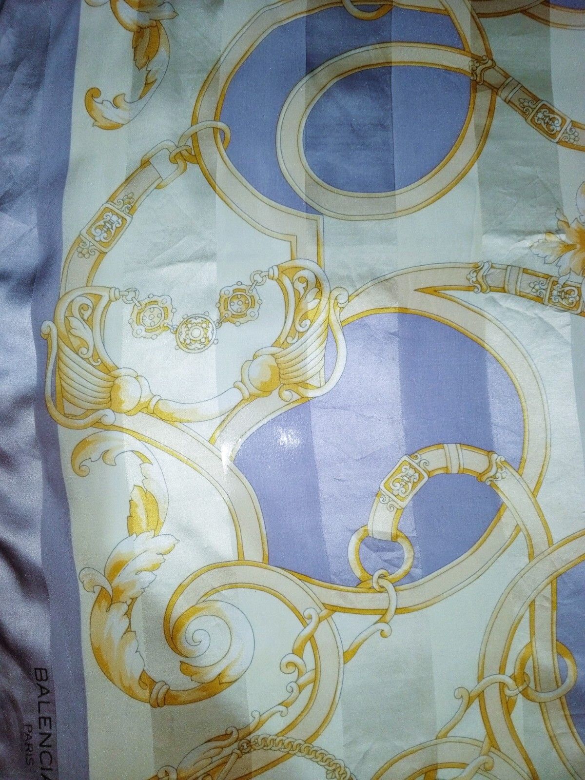 Balenciaga BALENCIAGA PARIS Victorian Purple Gold Silk Scarf Size ONE SIZE - 7 Thumbnail