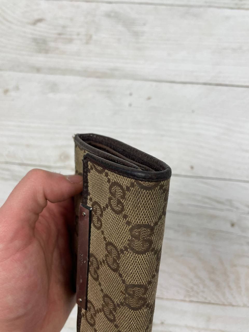 Gucci Vintage Gucci Tri-Fold Wallet GG Plate Canvas Leather Unisex Size ONE SIZE - 8 Thumbnail