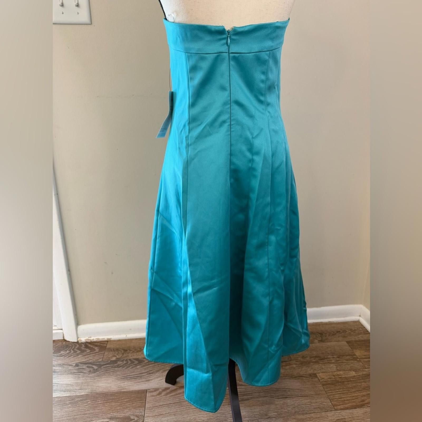 Absent A.B.S. Collection teal formal maxi dress bow back zip SZ 4 Size S / US 4 / IT 40 - 3 Thumbnail