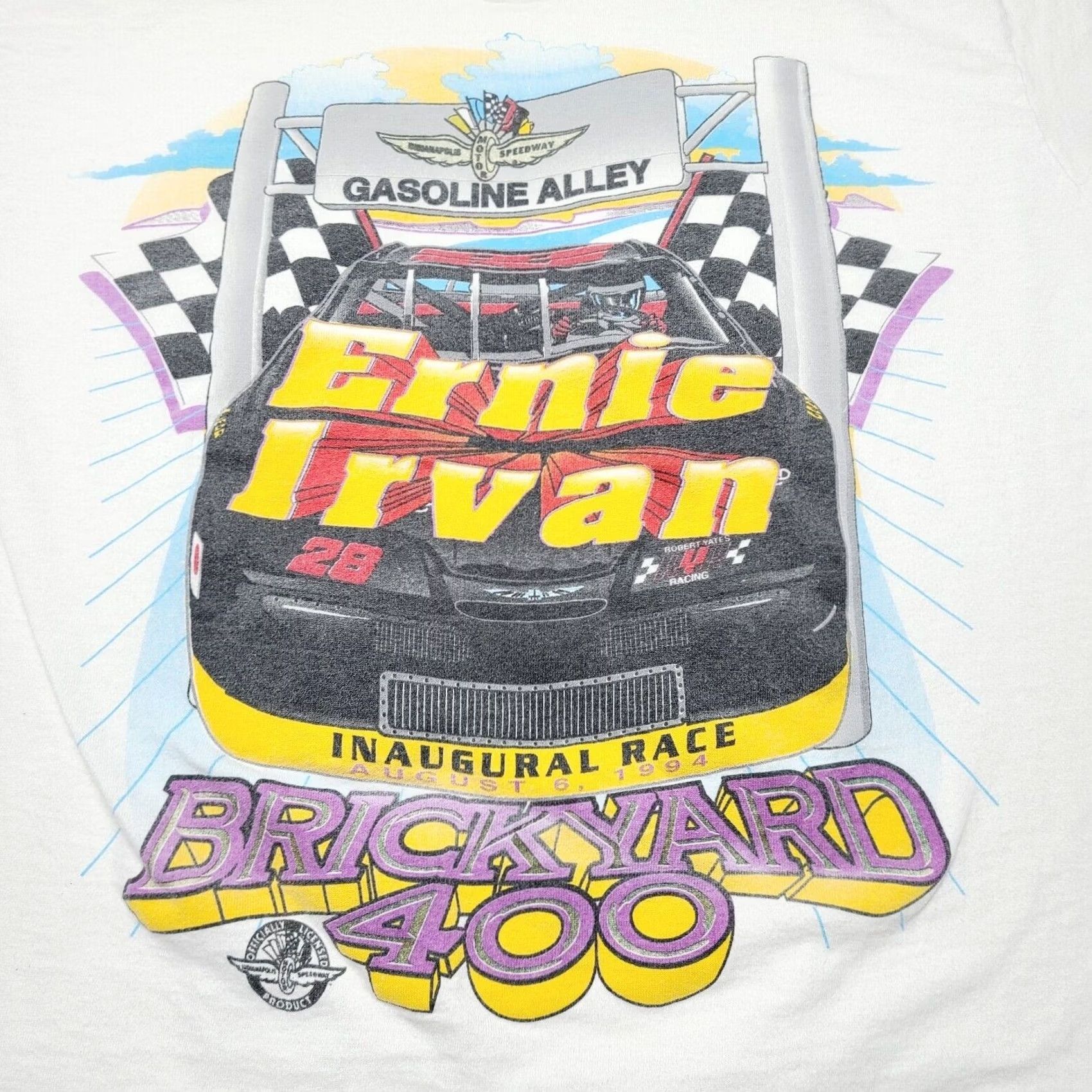 Fruit Of The Loom VINTAGE 1994 Rusty Wallace Brickyard 400 NASCAR Racing T-Shirt L Men White Crew Neck Short Sleeve Classic Shirt Mens Size US L / EU 52-54 / 3 - 2 Thumbnail